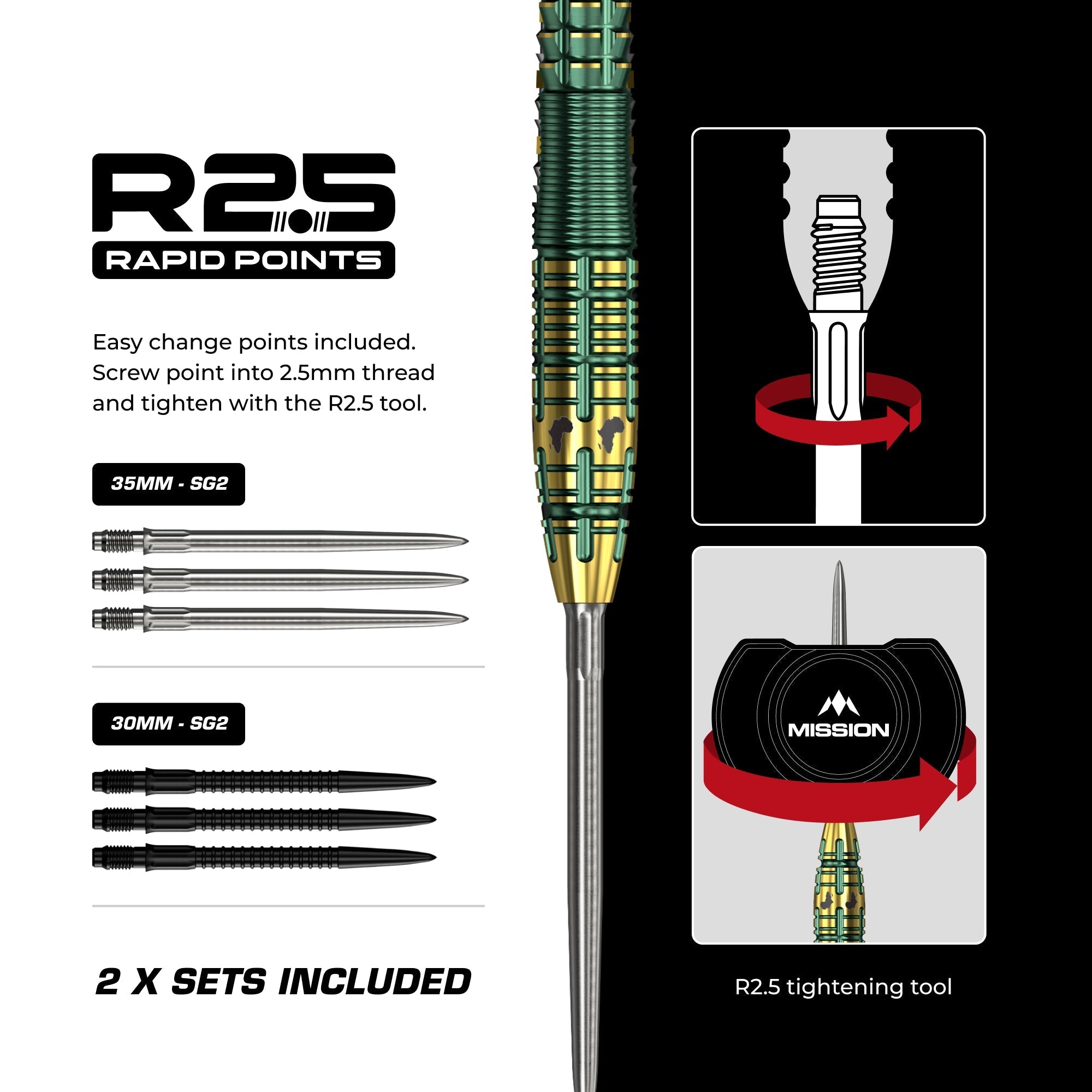 Devon Petersen R2.5 Darts - Steel Tip - 95% Tungsten