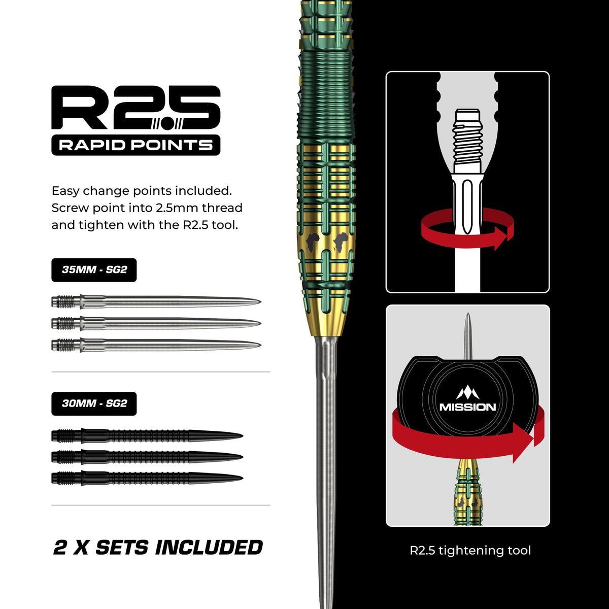 Devon Petersen R2.5 Darts - Steel Tip - 95% Tungsten