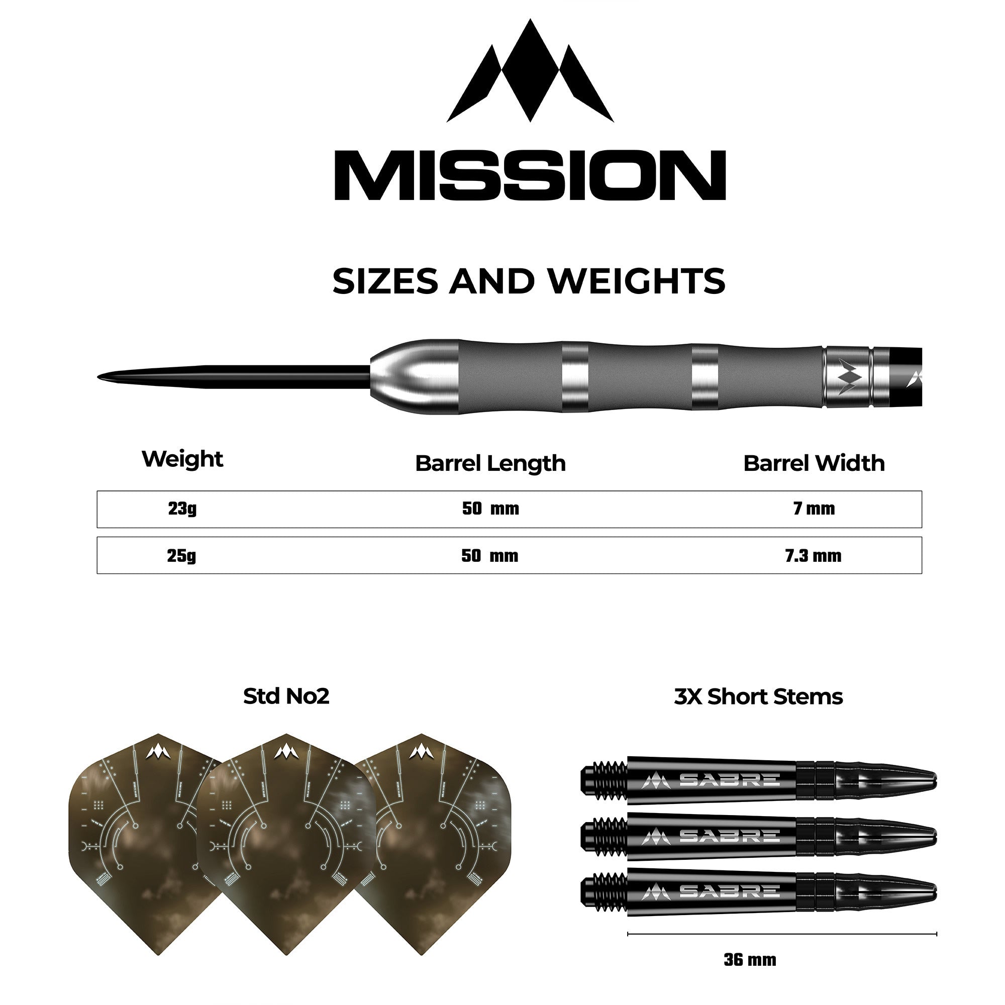 Mission Saturn Darts - Steel Tip - 90% Tungsten - Fenrir