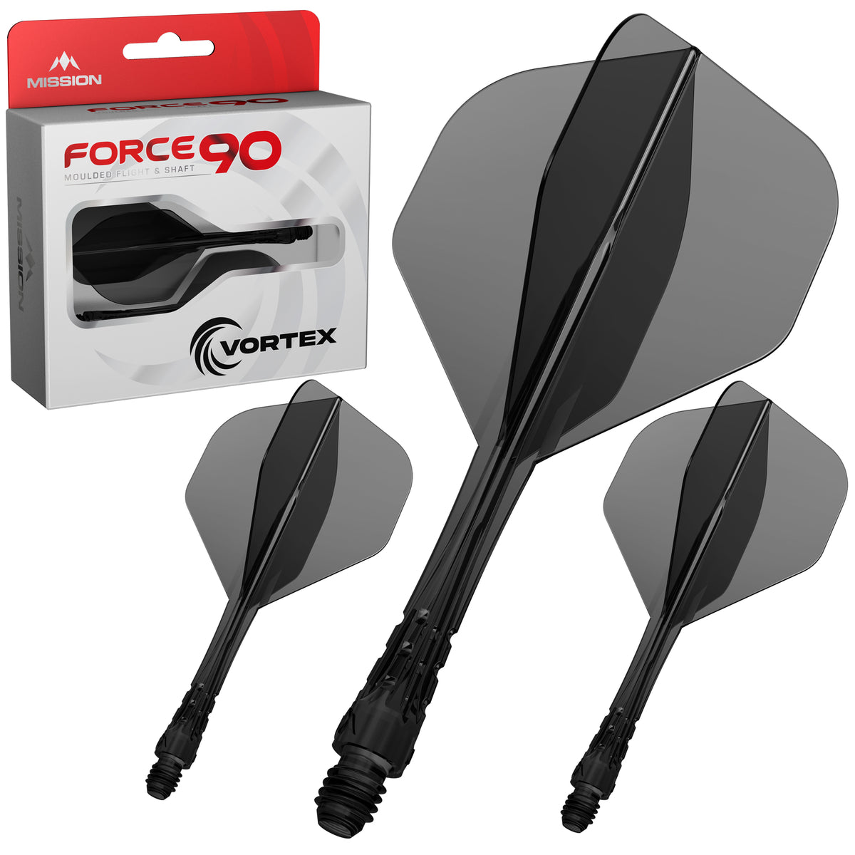 Force 90 Vortex - Moulded Flight & Shaft - Standard No2 - Clear Black