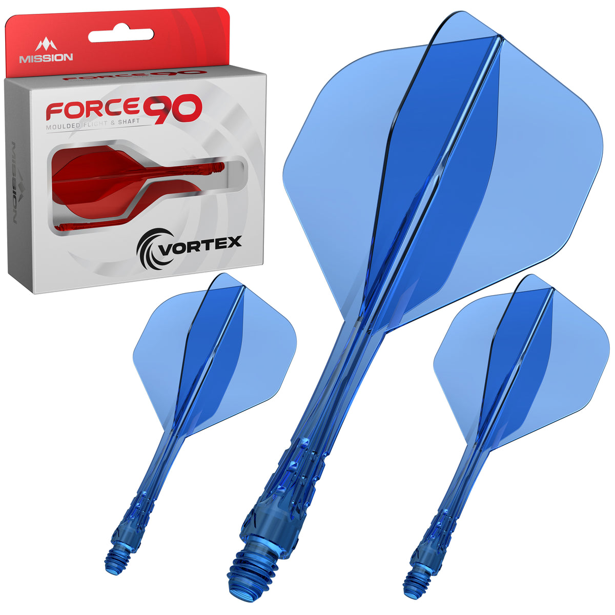 Force 90 Vortex - Moulded Flight & Shaft - Standard No2 - Clear Blue