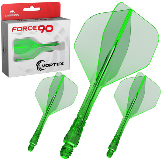 Force 90 Vortex - Moulded Flight & Shaft - Standard No2 - Clear Green