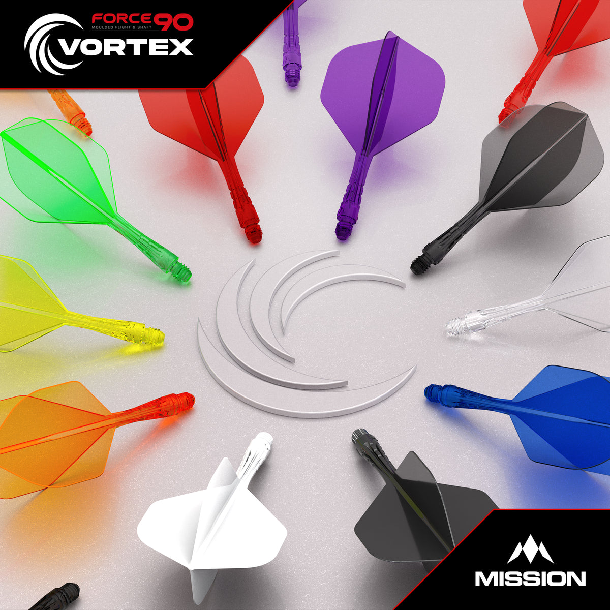 Force 90 Vortex - Moulded Flight & Shaft - Standard No2 - Solid White