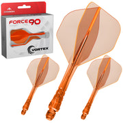 Force 90 Vortex - Moulded Flight & Shaft - Standard No2 - Clear Neon Orange
