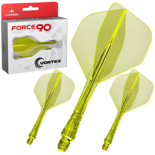 Force 90 Vortex - Moulded Flight & Shaft - Standard No2 - Clear Neon Yellow