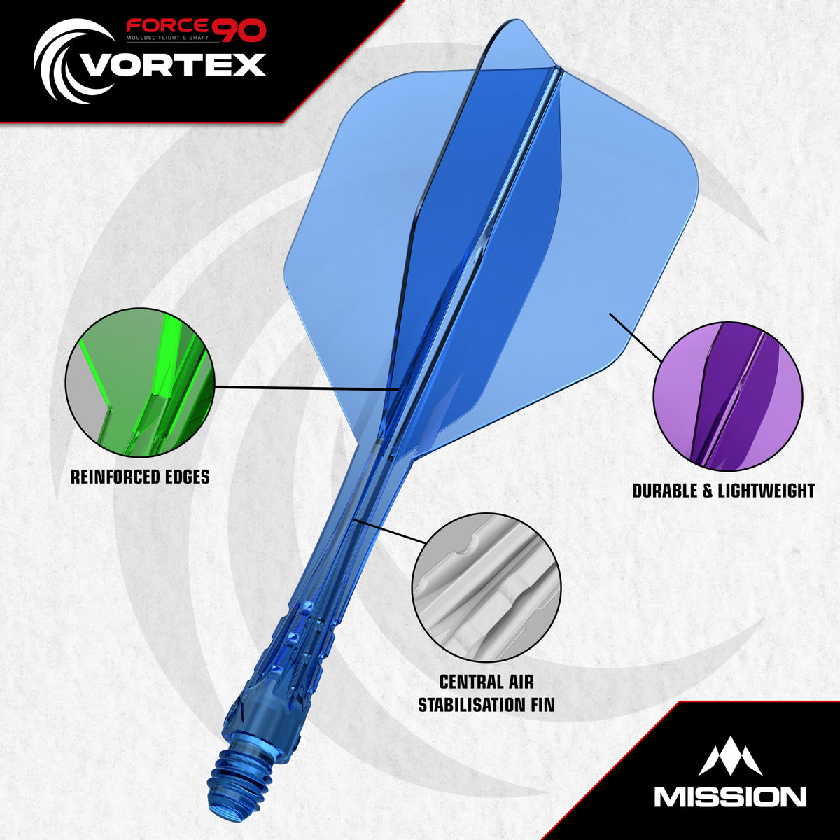 Force 90 Vortex - Moulded Flight & Shaft - Standard No6 - Clear Purple
