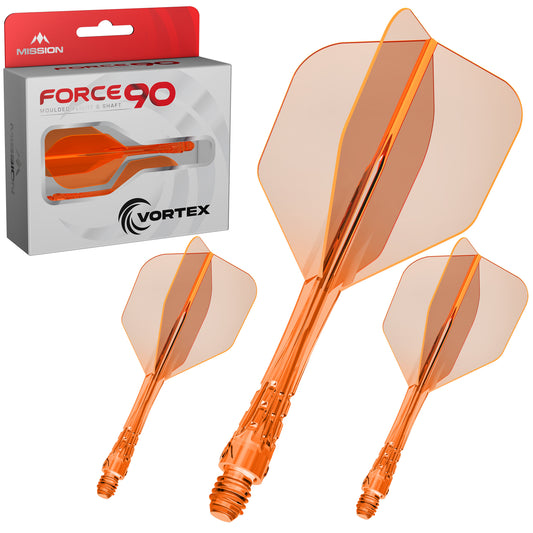 Force 90 Vortex - Moulded Flight & Shaft - Standard No6 - Clear Neon Orange