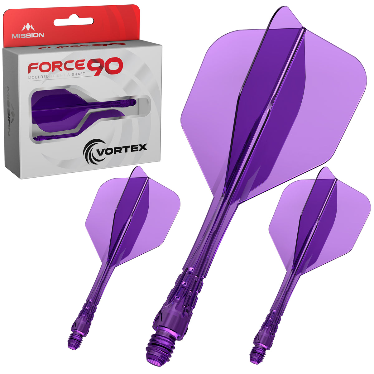 Force 90 Vortex - Moulded Flight & Shaft - Standard No6 - Clear Purple