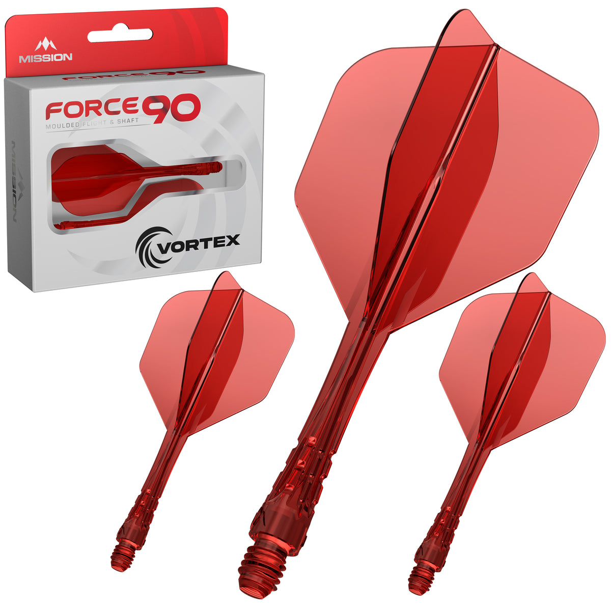 Force 90 Vortex - Moulded Flight & Shaft - Standard No6 - Clear Red