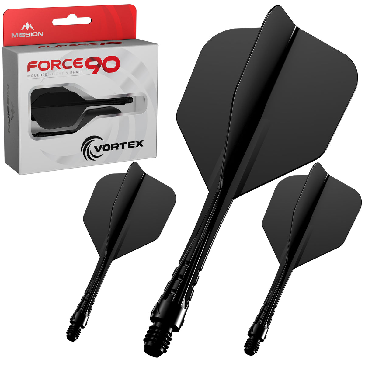 Force 90 Vortex - Moulded Flight & Shaft - Standard No6 - Solid Black