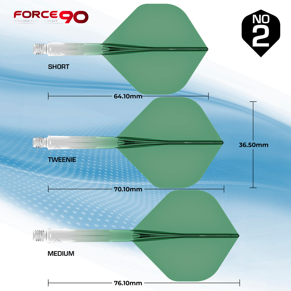 Force 90 Gradient - Moulded Flight & Shaft System - Standard No2 - Green