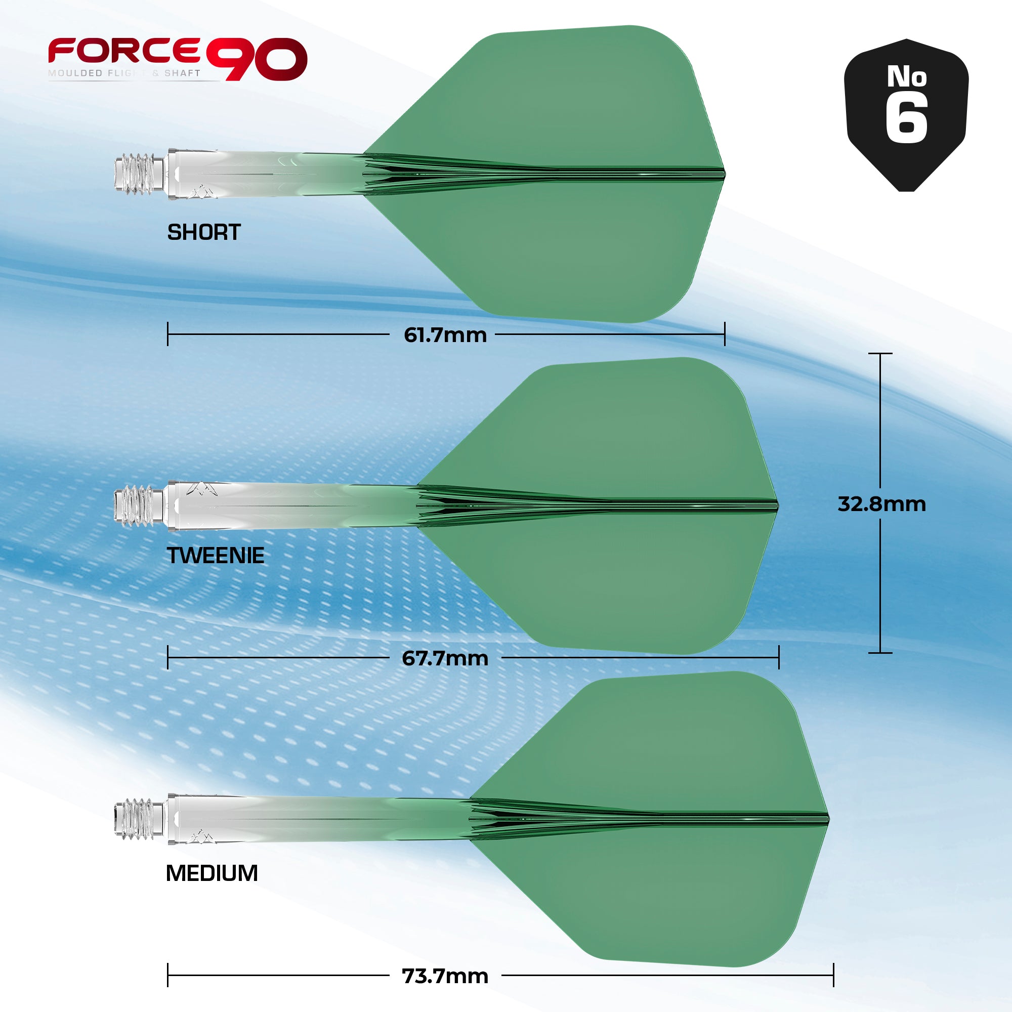 Mission Force 90 Gradient - Moulded Flight & Shaft System - Standard No6 - Green