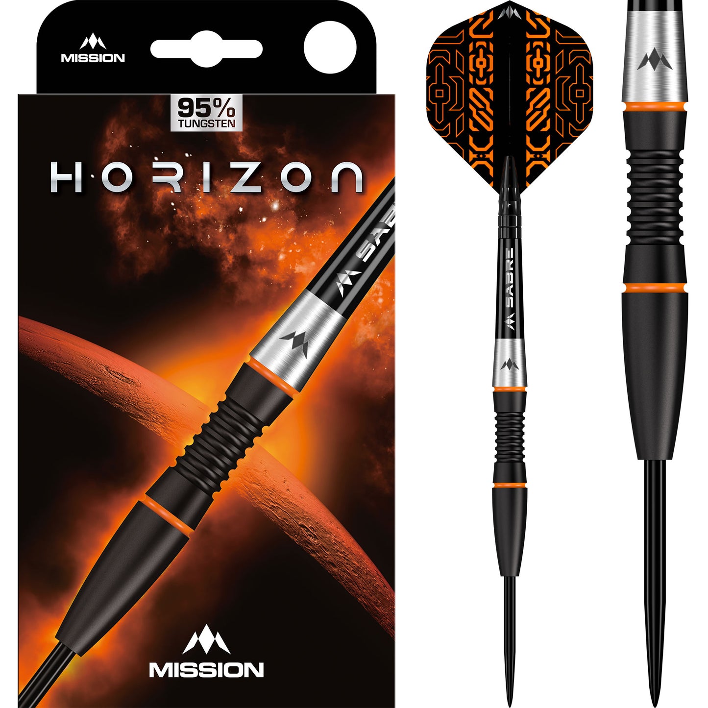 Horizon Darts - Steel Tip - 95% Tungsten - Black PVD & Orange