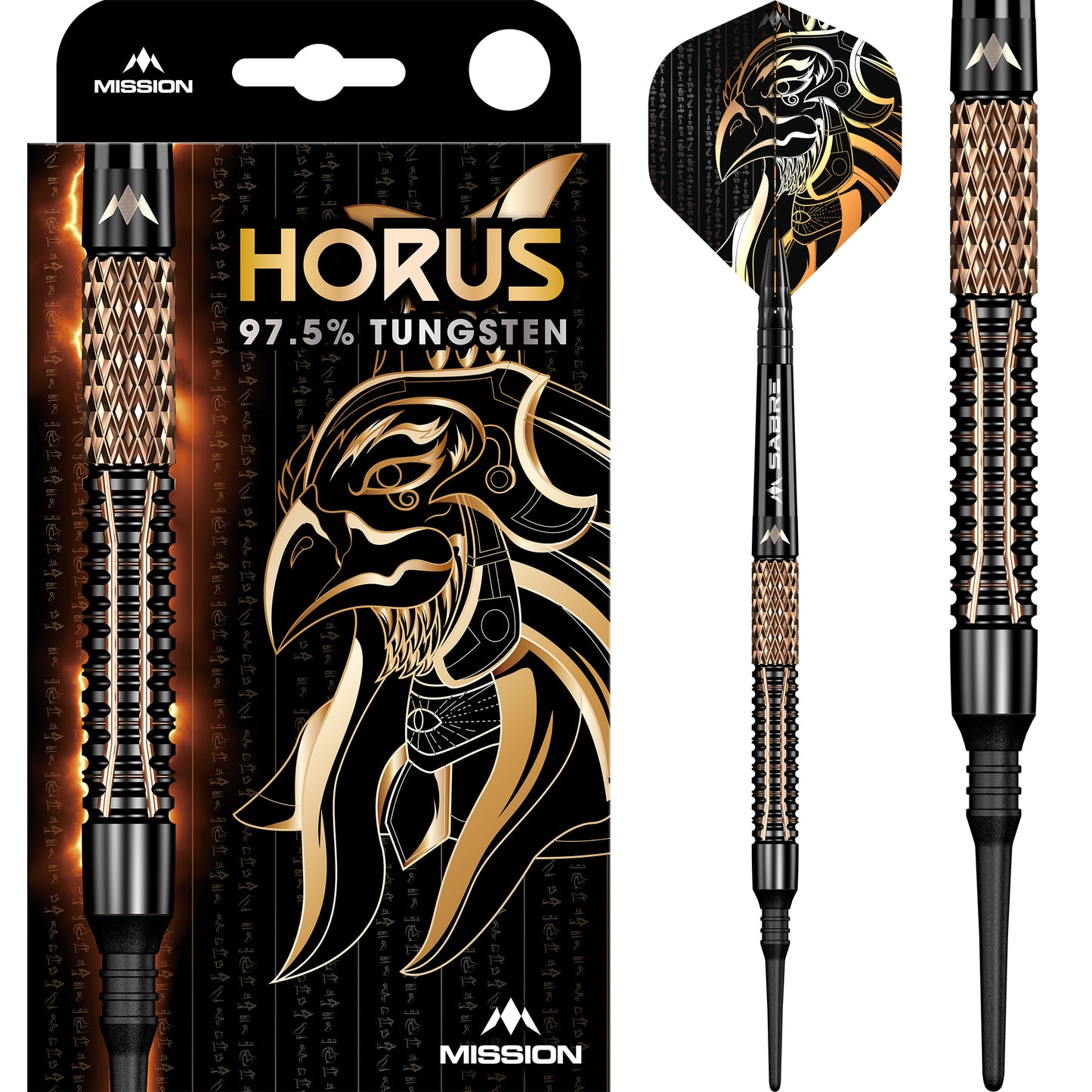 Mission Horus Darts - Soft Tip - 97.5% Tungsten - Black & Bronze Electro