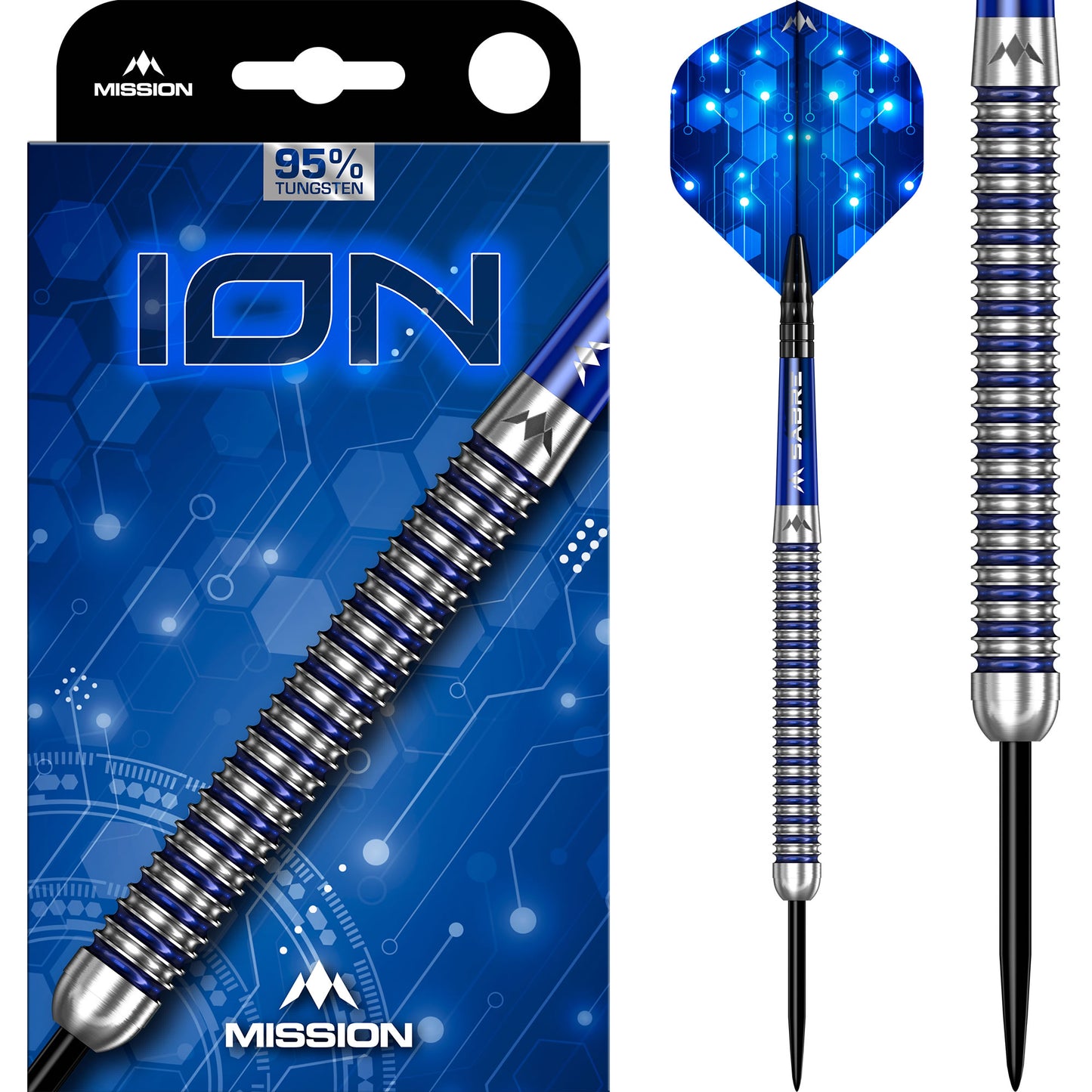 ION Darts - Steel Tip - 95% Tungsten - Blue & Silver