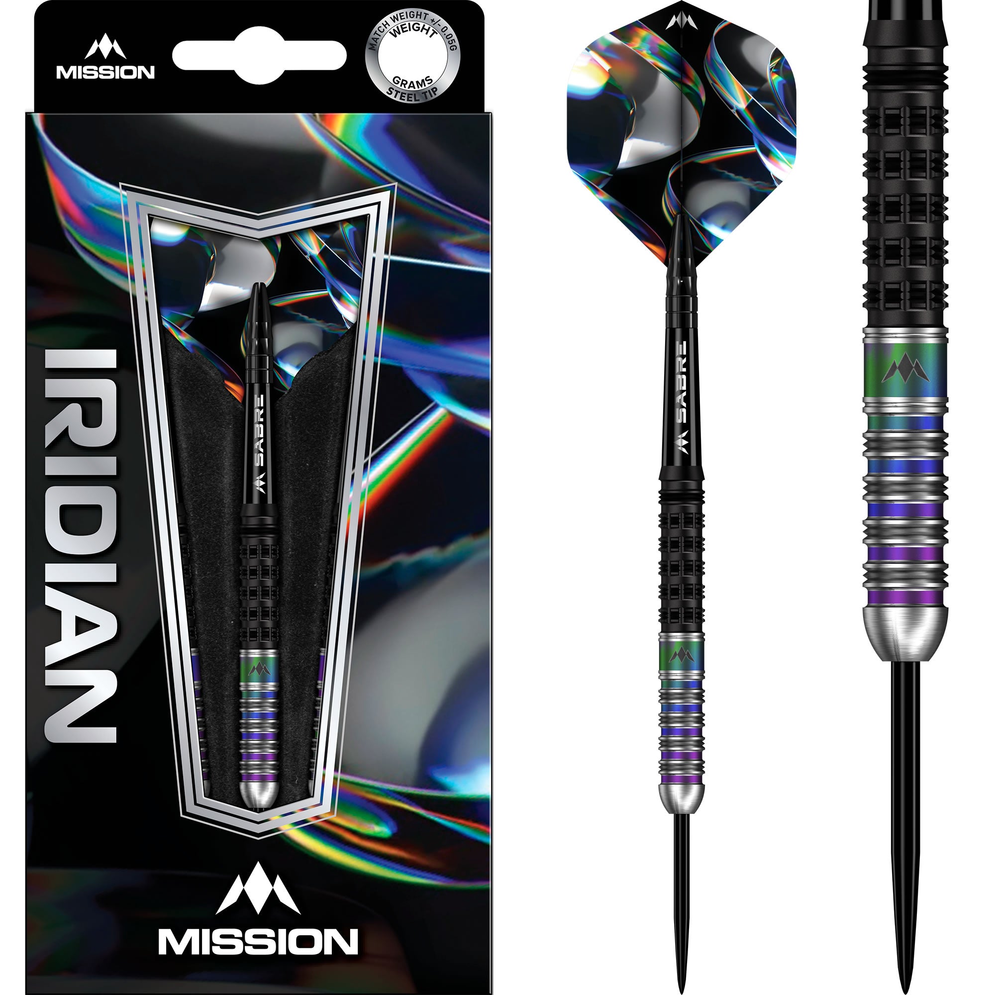 Mission Iridian Darts - Steel Tip - 90% Tungsten - Black & Coral PVD