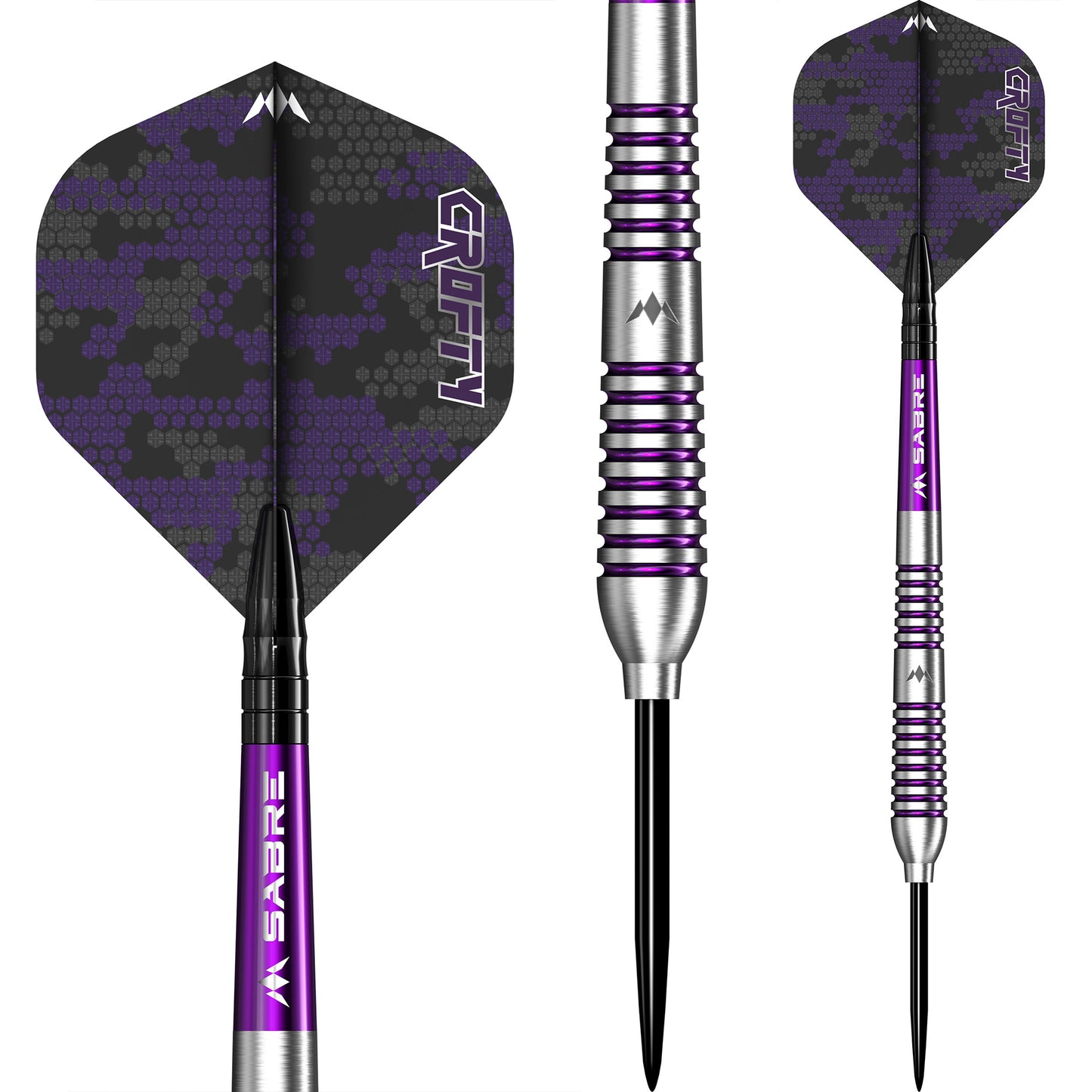 Mission Joe Croft Darts - Steel Tip - 95% Tungsten - Silver & Purple Electro