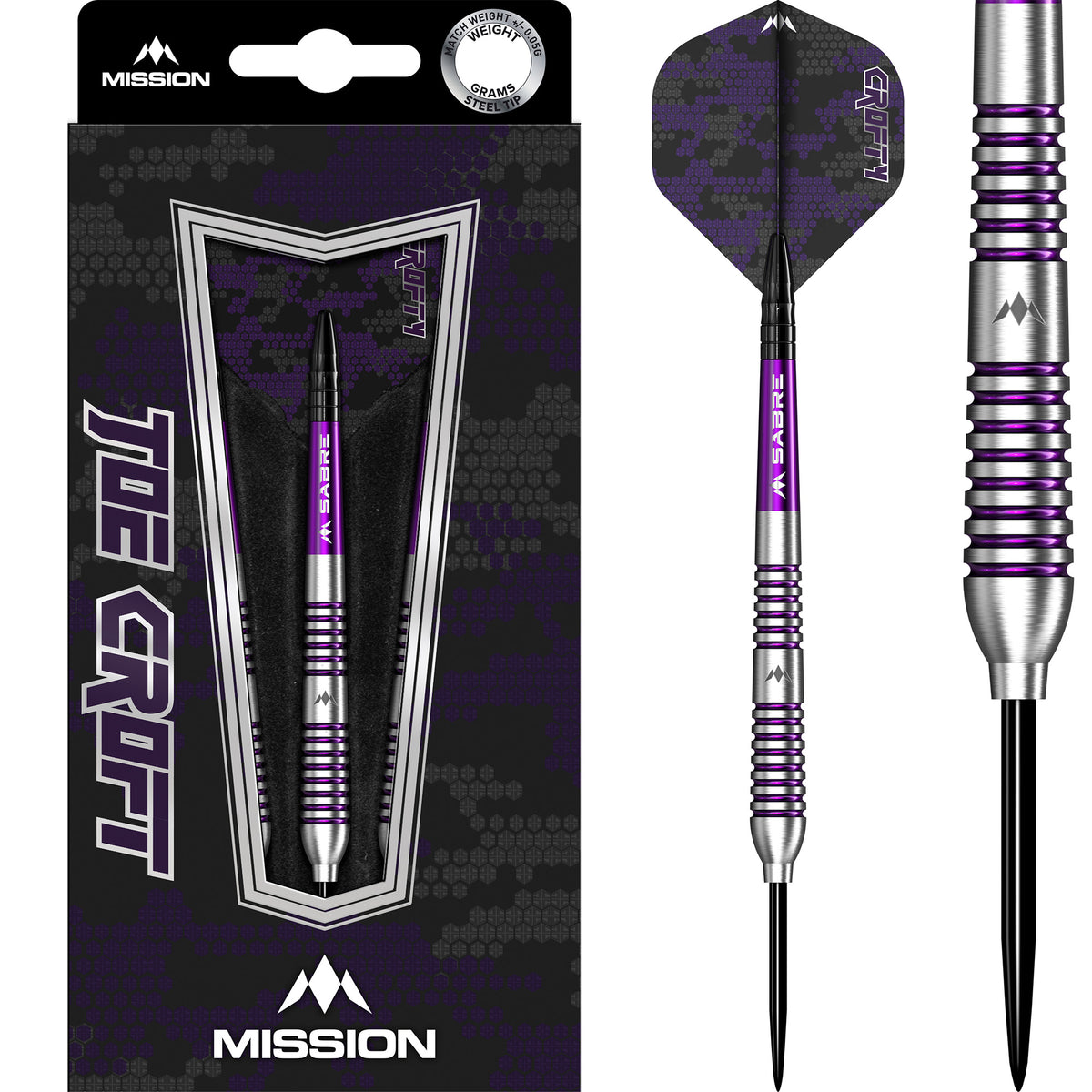 Joe Croft Darts - Steel Tip - 95% Tungsten - Silver & Purple Electro