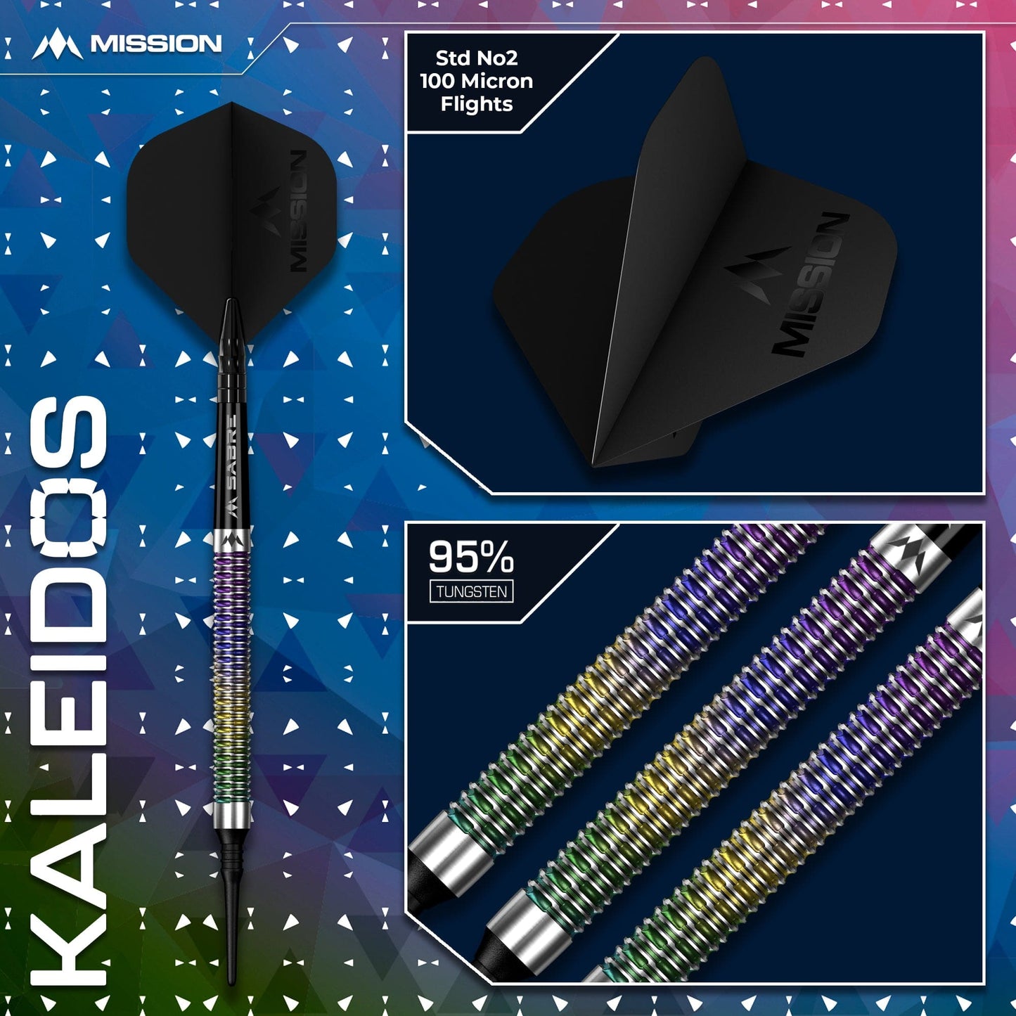 Mission Kaleidos Darts - Soft Tip - 95% Tungsten 19g