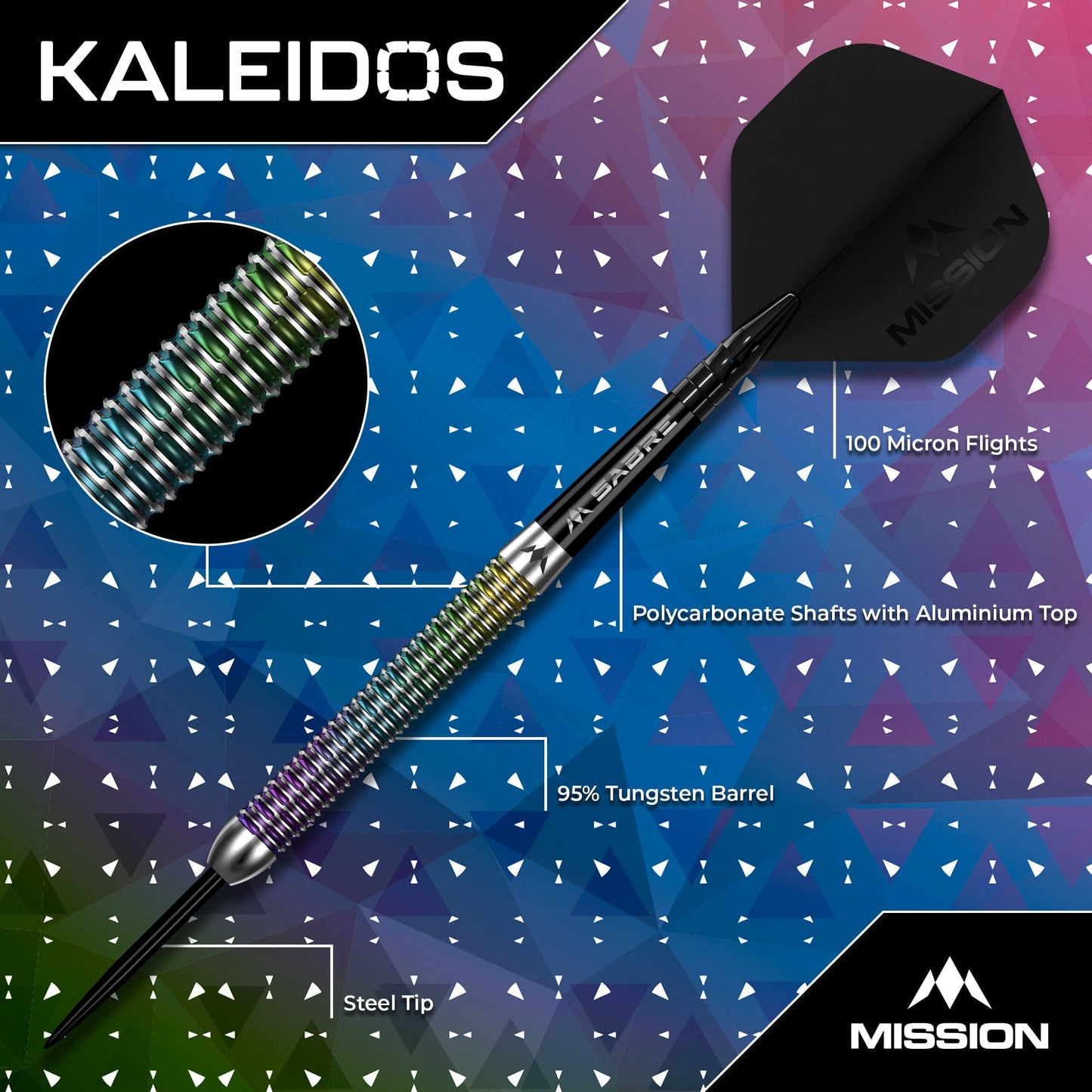 Mission Kaleidos Darts - Steel Tip - 95% Tungsten
