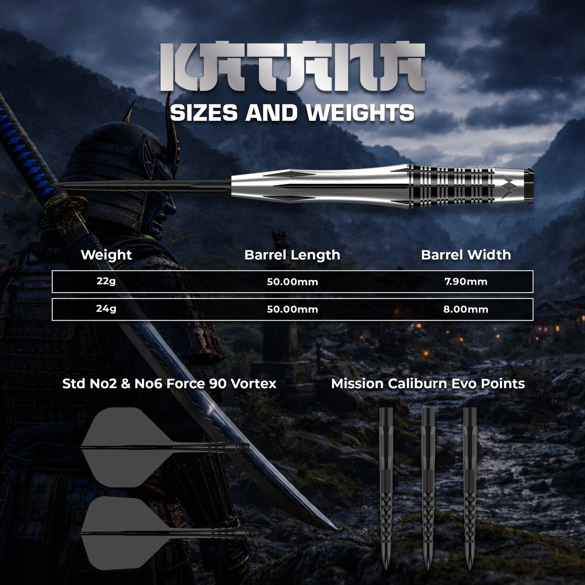 Mission Katana Darts - Steel Tip - 95% Tungsten