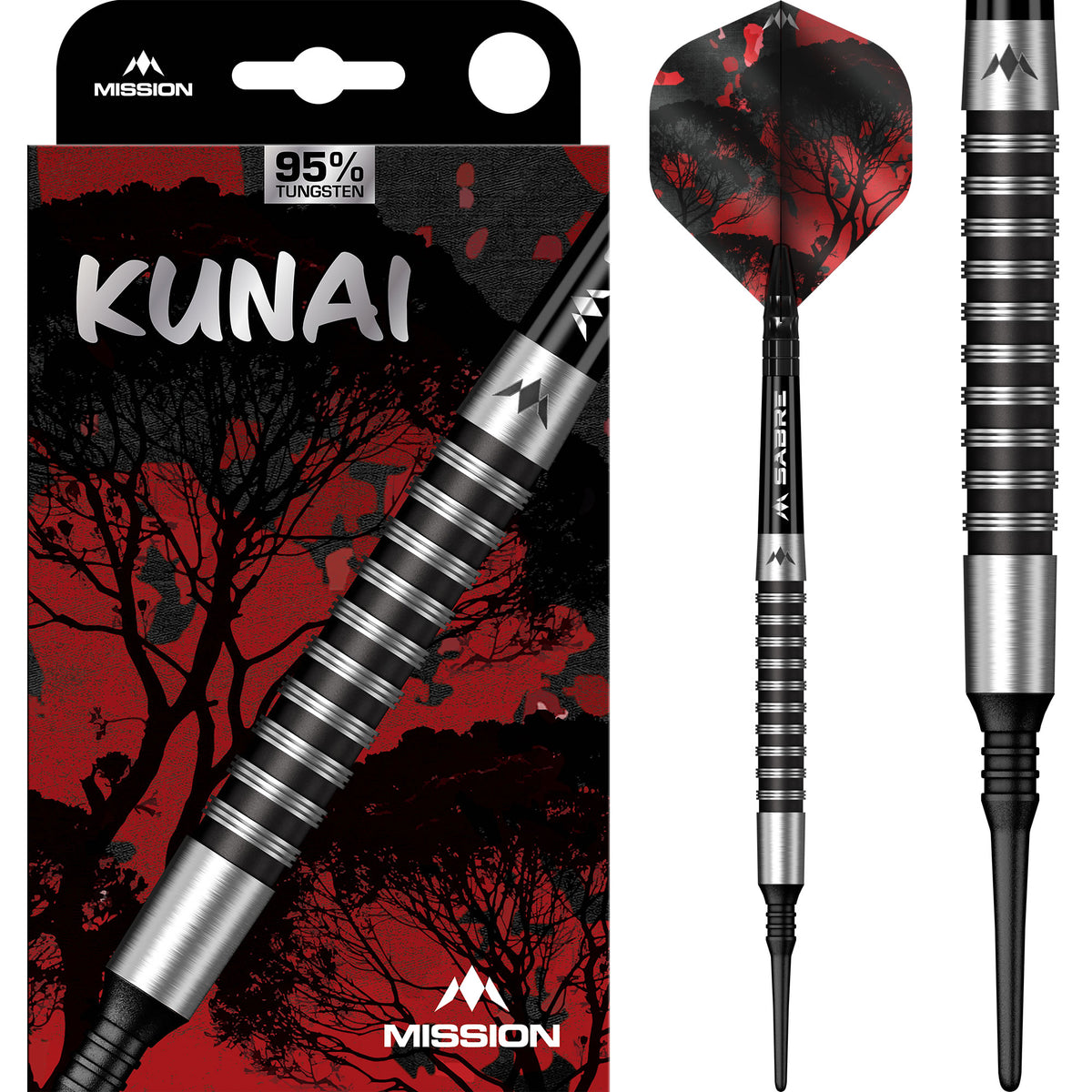 Kunai Darts - Soft Tip - 95% Tungsten - Black PVD