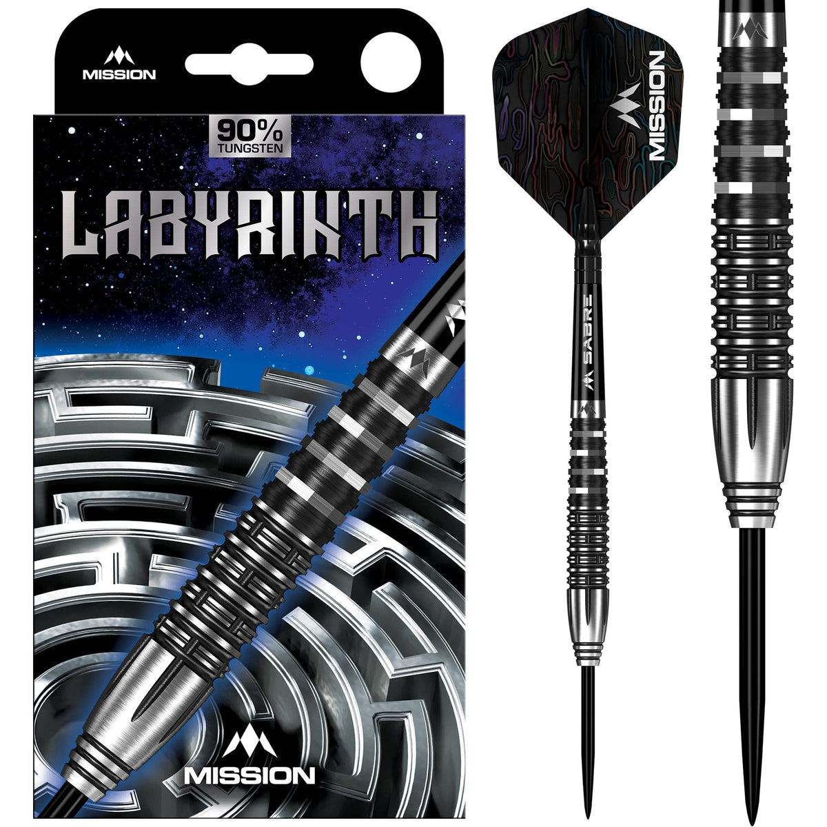 Mission Labyrinth Darts - Steel Tip - 90% Tungsten - Black PVD