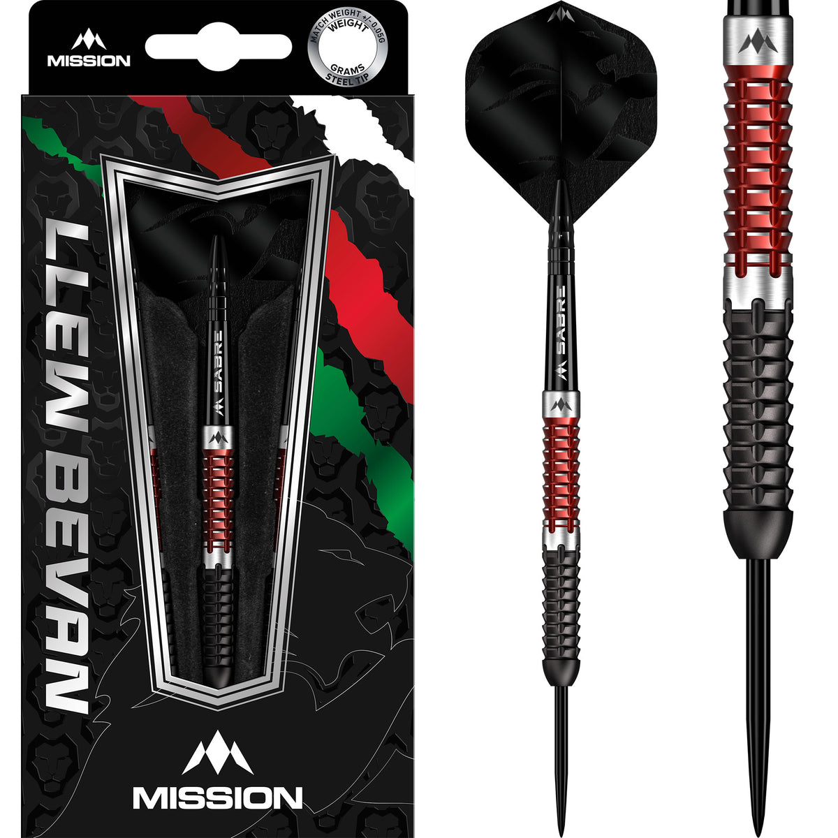 Llew Bevan Darts - Steel Tip - 90% Tungsten - Black & Red Electro