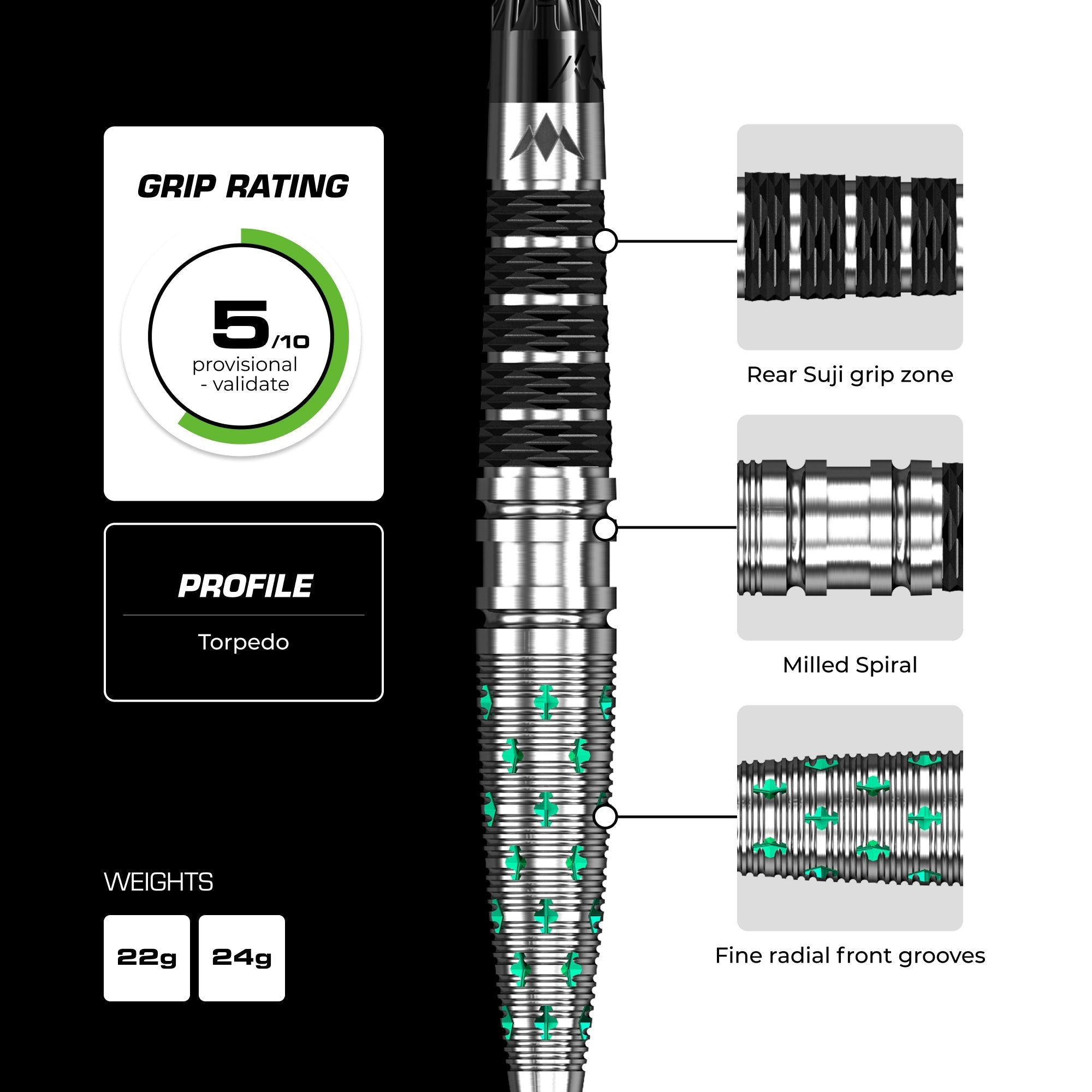 Mantis R2.5 Darts - Steel Tip - 95% Tungsten