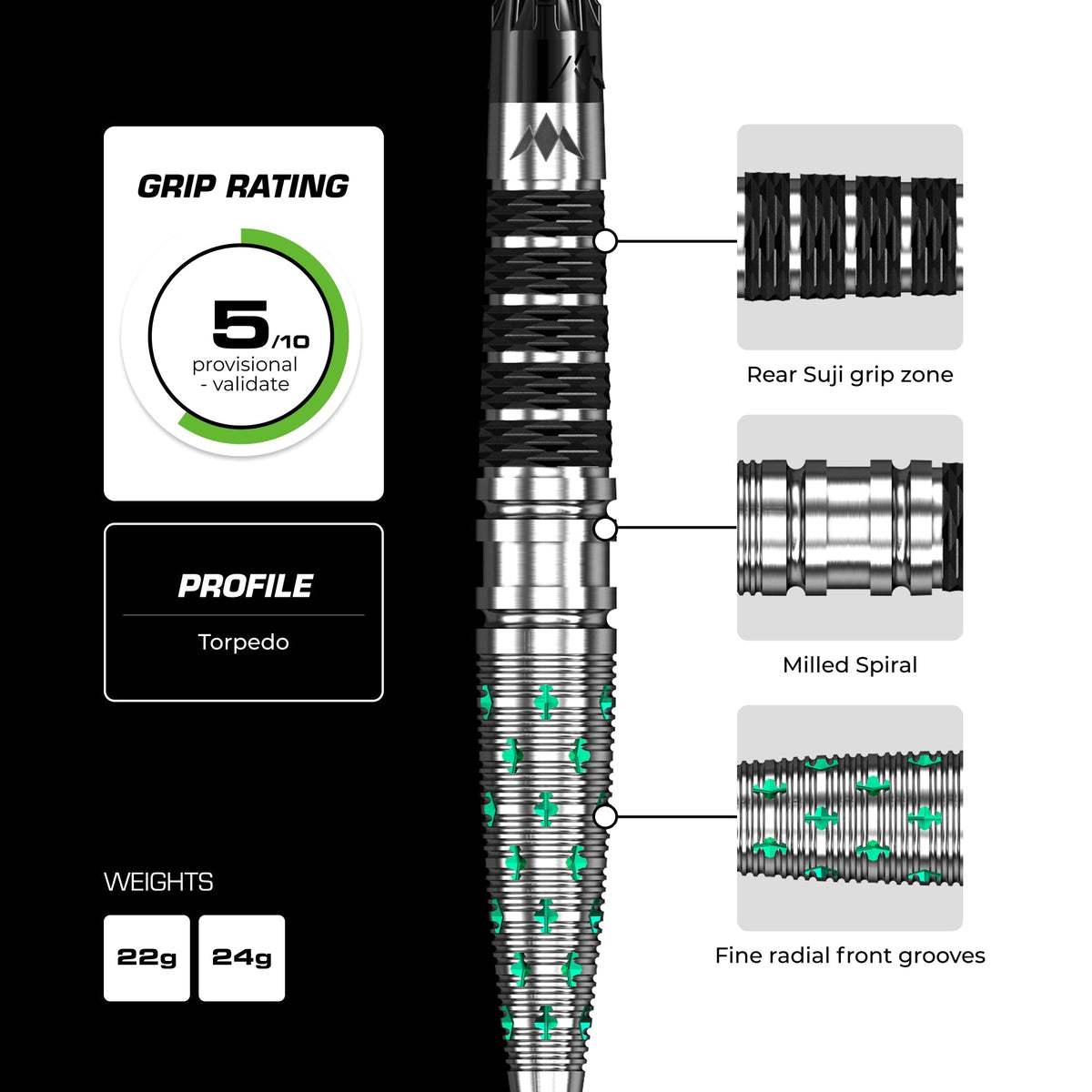 Mantis R2.5 Darts - Steel Tip - 95% Tungsten