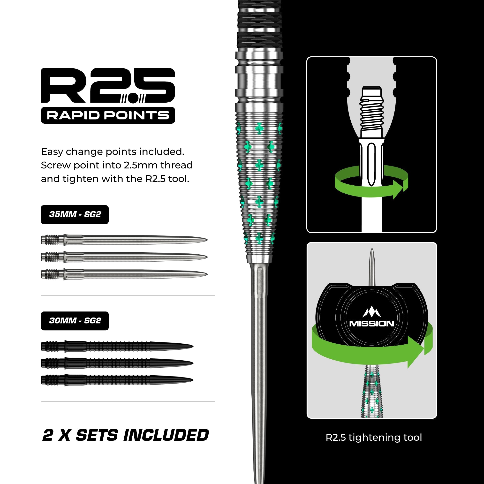 Mantis R2.5 Darts - Steel Tip - 95% Tungsten