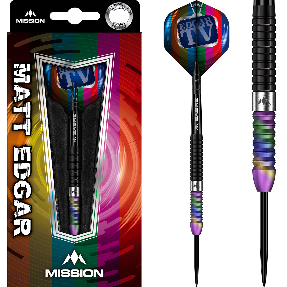 Matthew Edgar Darts - Steel Tip - 90% Tungsten - Black & Coral PVD