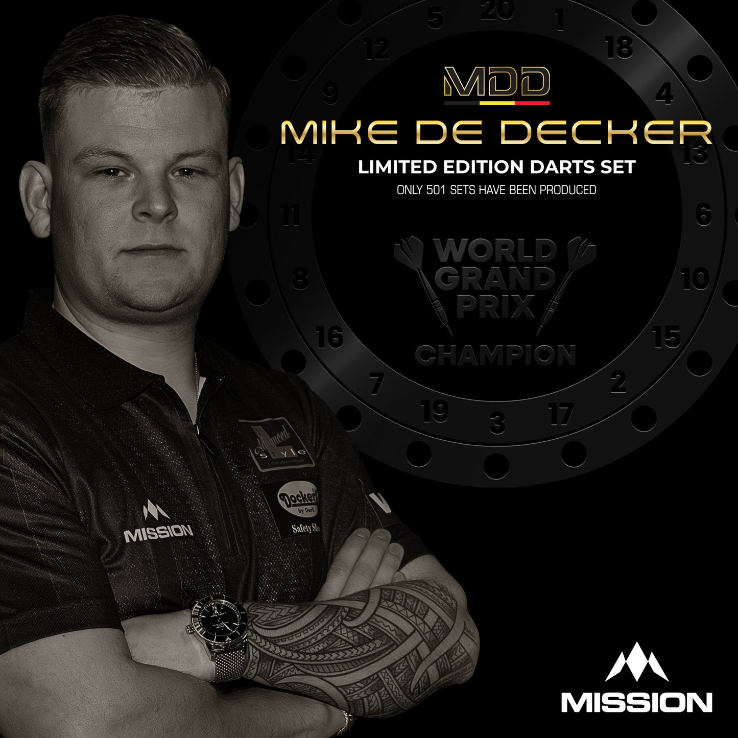 Mike De Decker Darts - Steel Tip - 95% Tungsten - Limited Edition - World Grand Prix