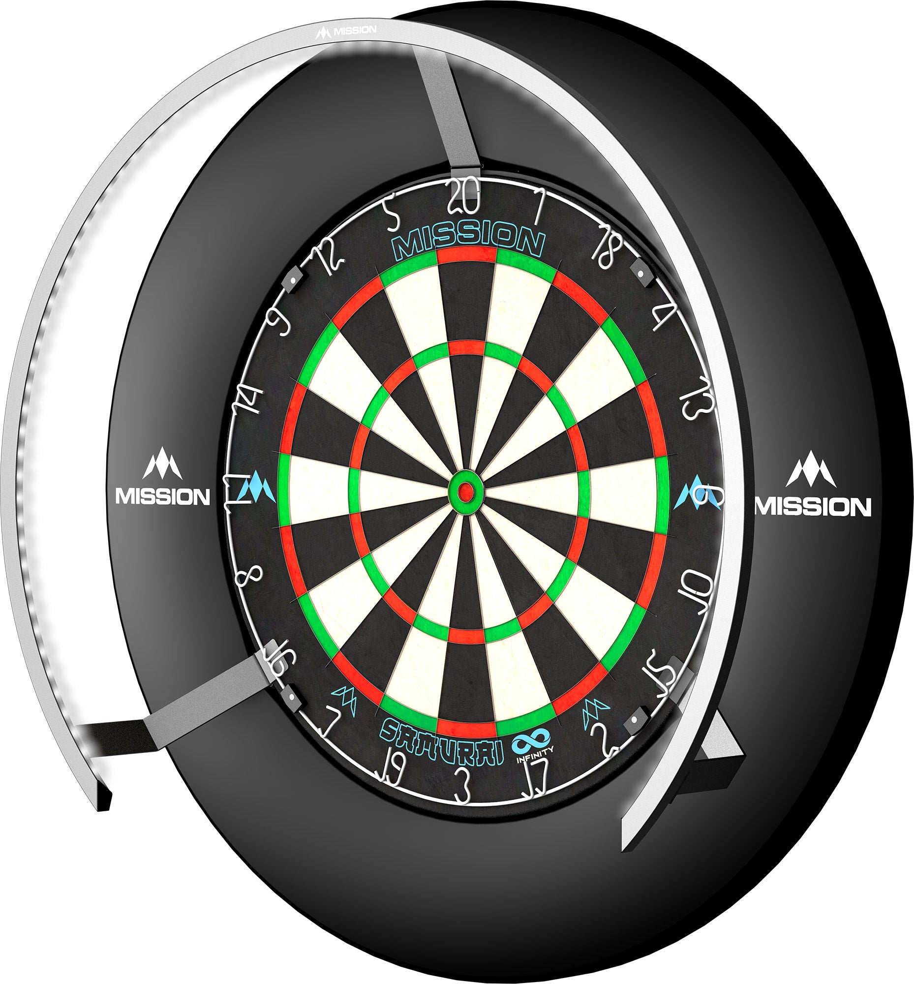 Mission Torus 270 Dartboard Lighting - Silver - Bright White Light