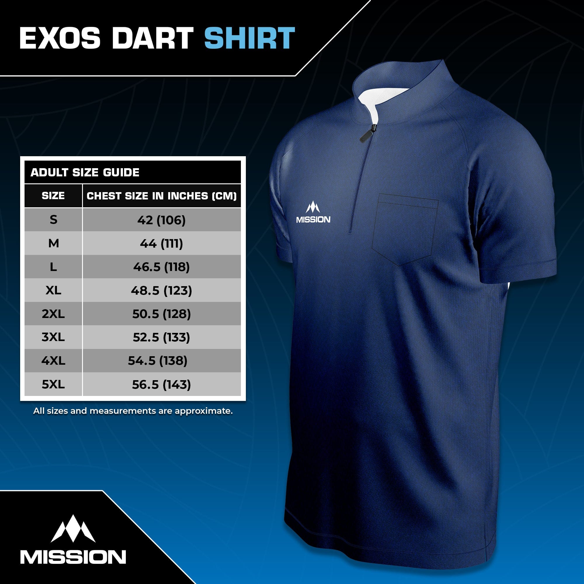 Mission Darts - EXOS Cool - Dart Shirt - Navy Blue