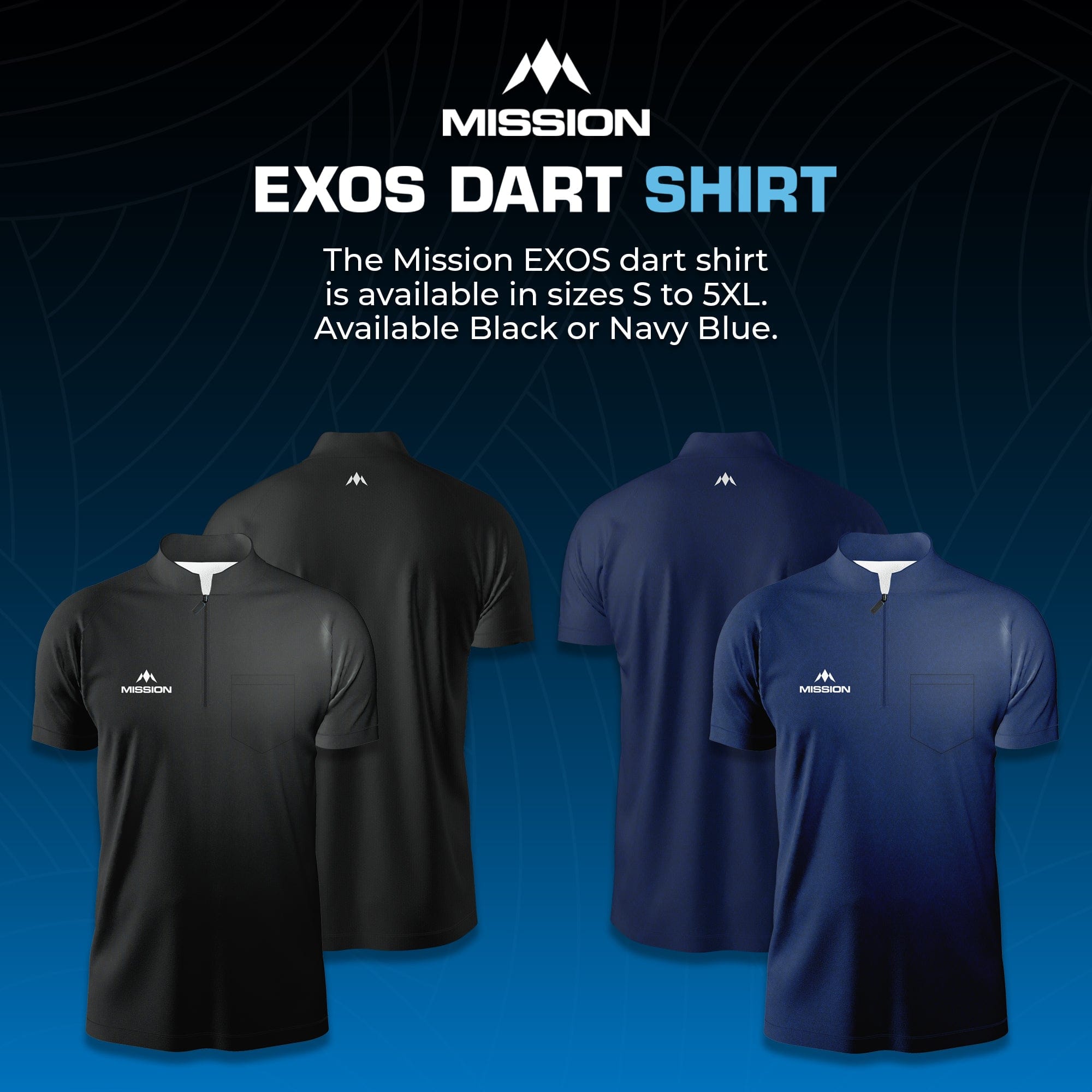 Mission Darts - EXOS Cool - Dart Shirt - Navy Blue