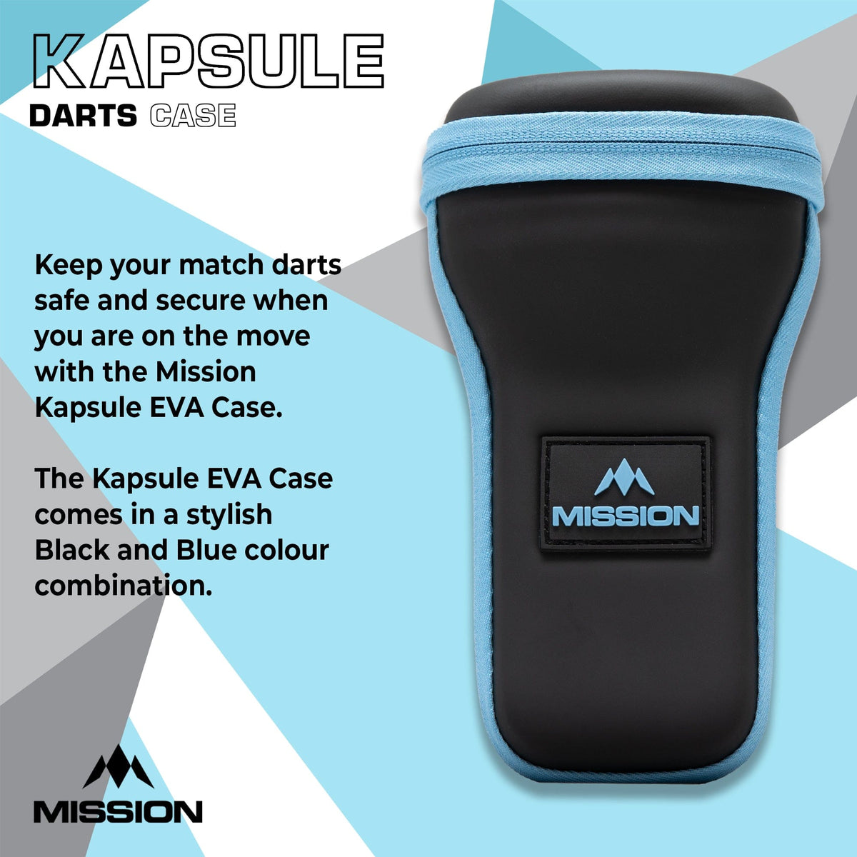 Mission Kapsule Darts Case - EVA Drop-in Case - Black & Blue