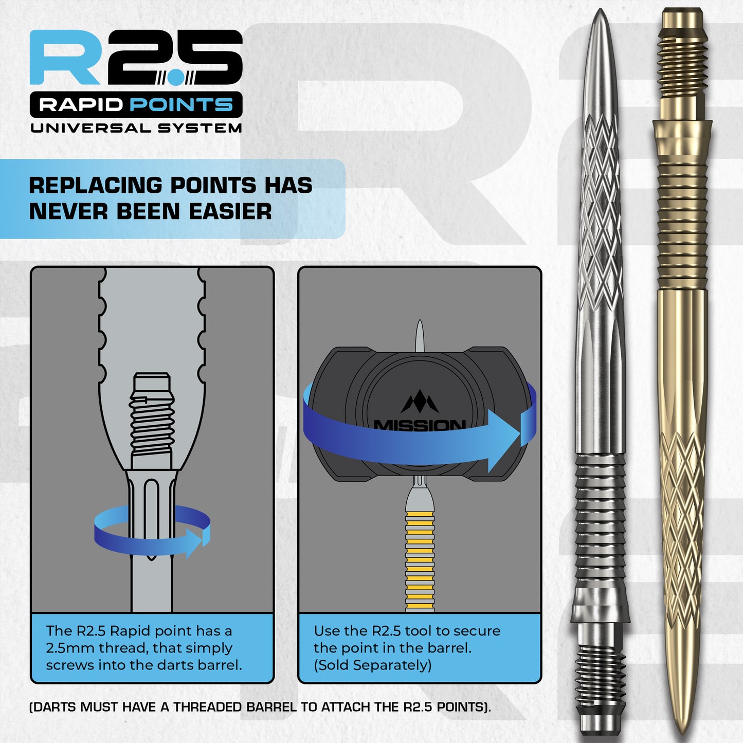 R2.5 Rapid Dart Points - Steel Tip - DSX