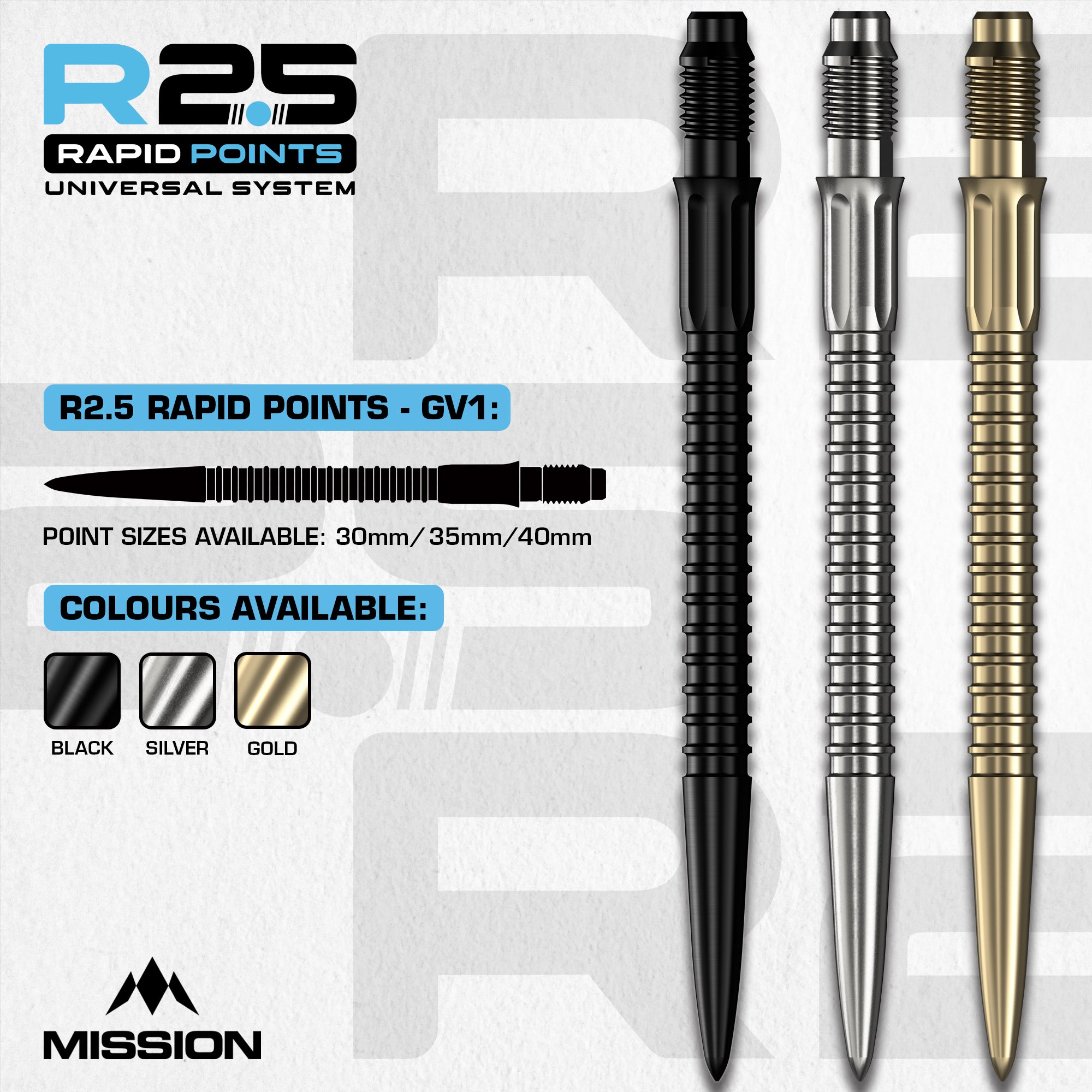R2.5 Rapid Dart Points - Steel Tip - GV1