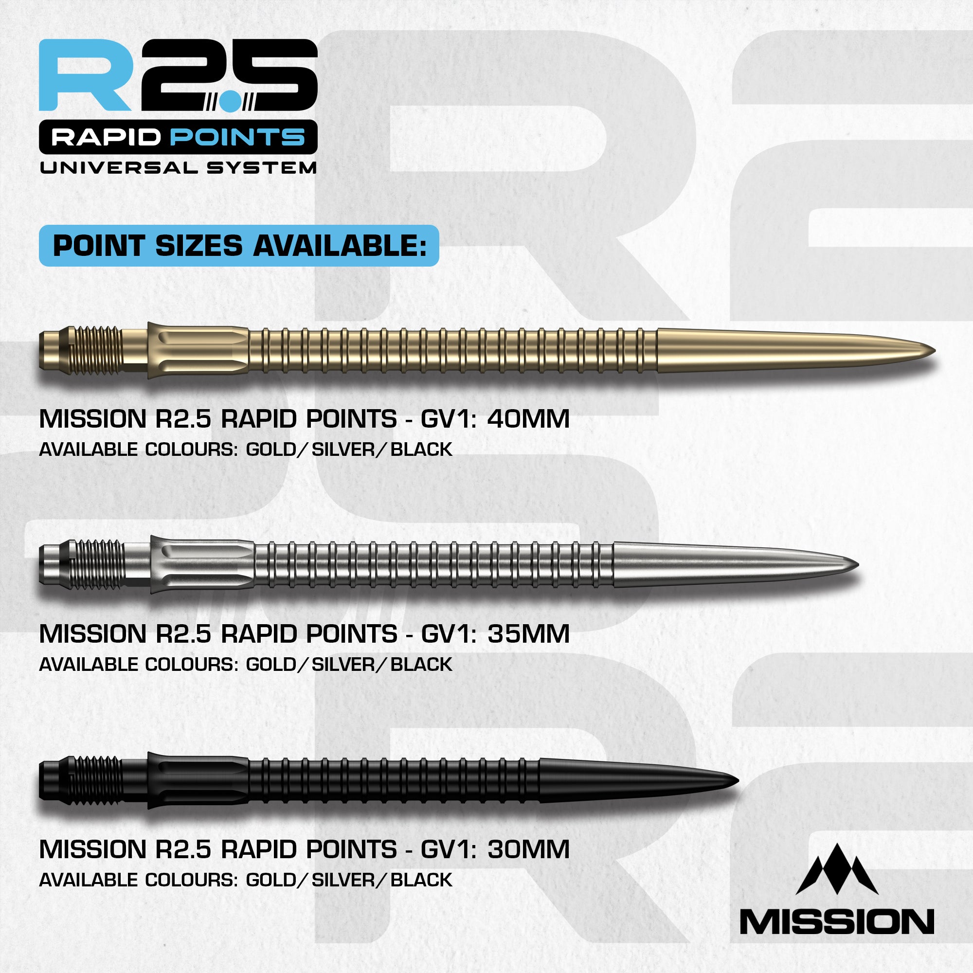 R2.5 Rapid Dart Points - Steel Tip - GV1