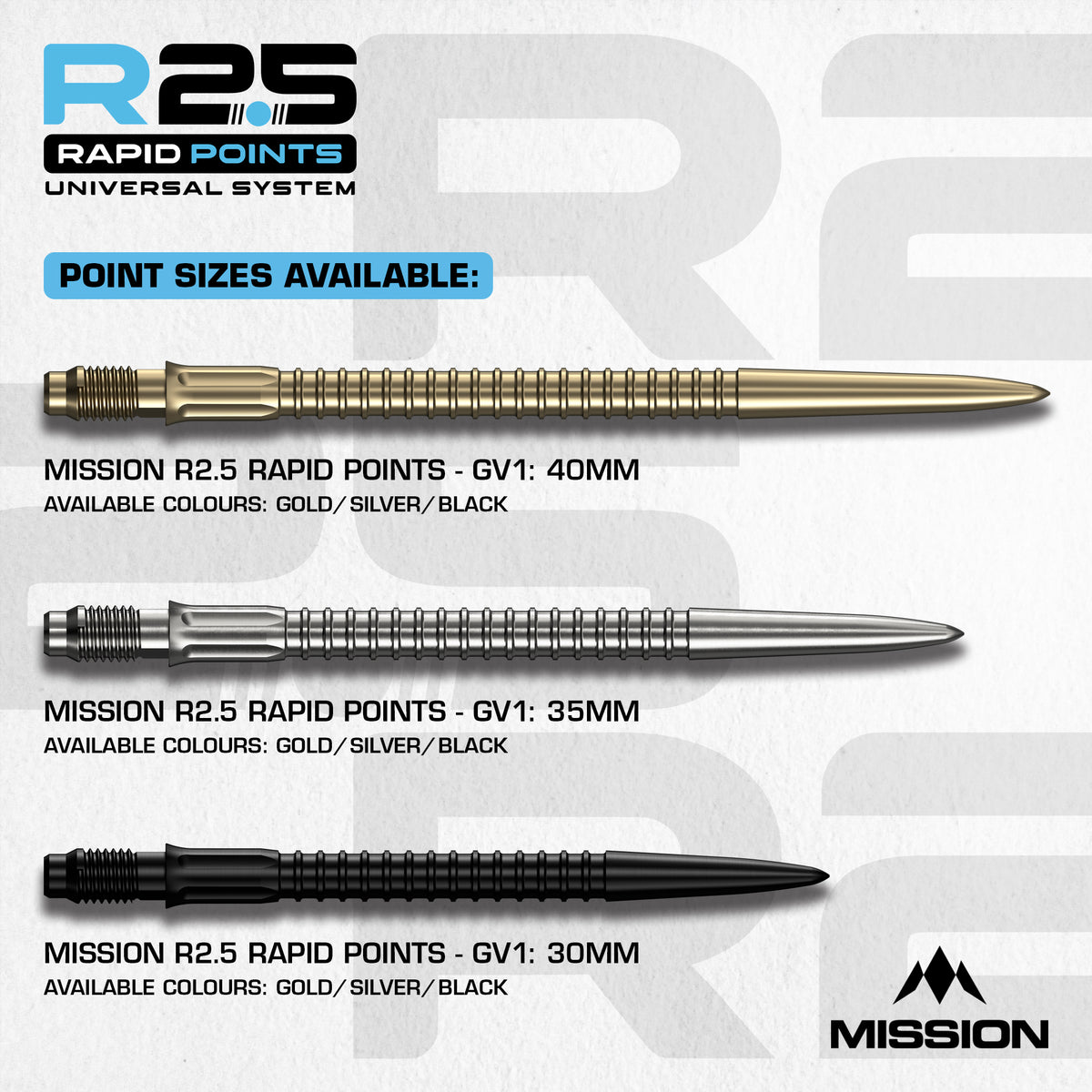 R2.5 Rapid Dart Points - Steel Tip - GV1