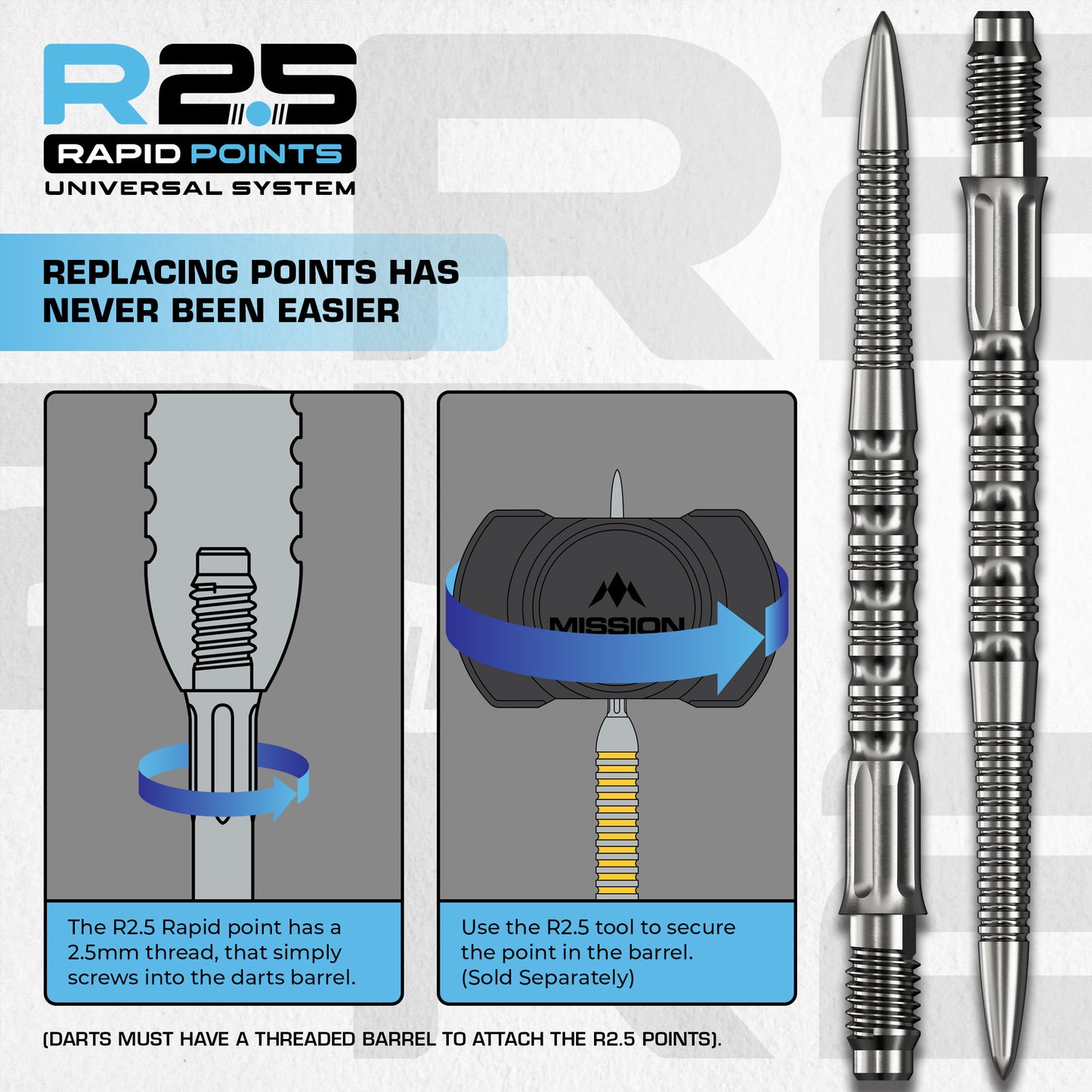 R2.5 Rapid Dart Points - Steel Tip - GV2