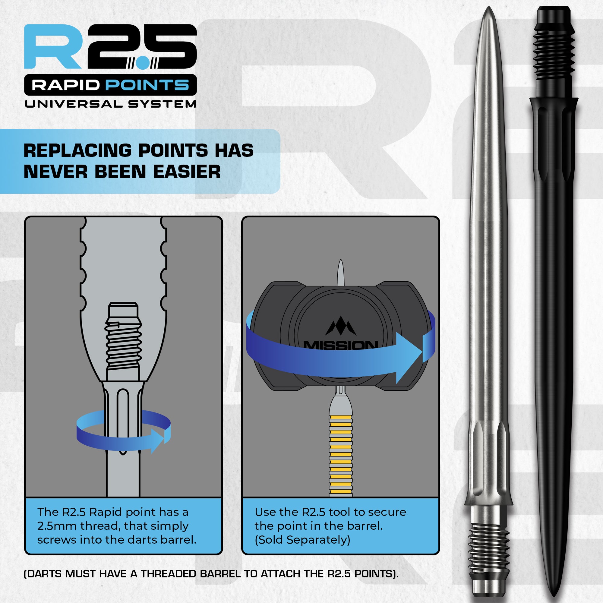 R2.5 Rapid Dart Points - Steel Tip - SM1