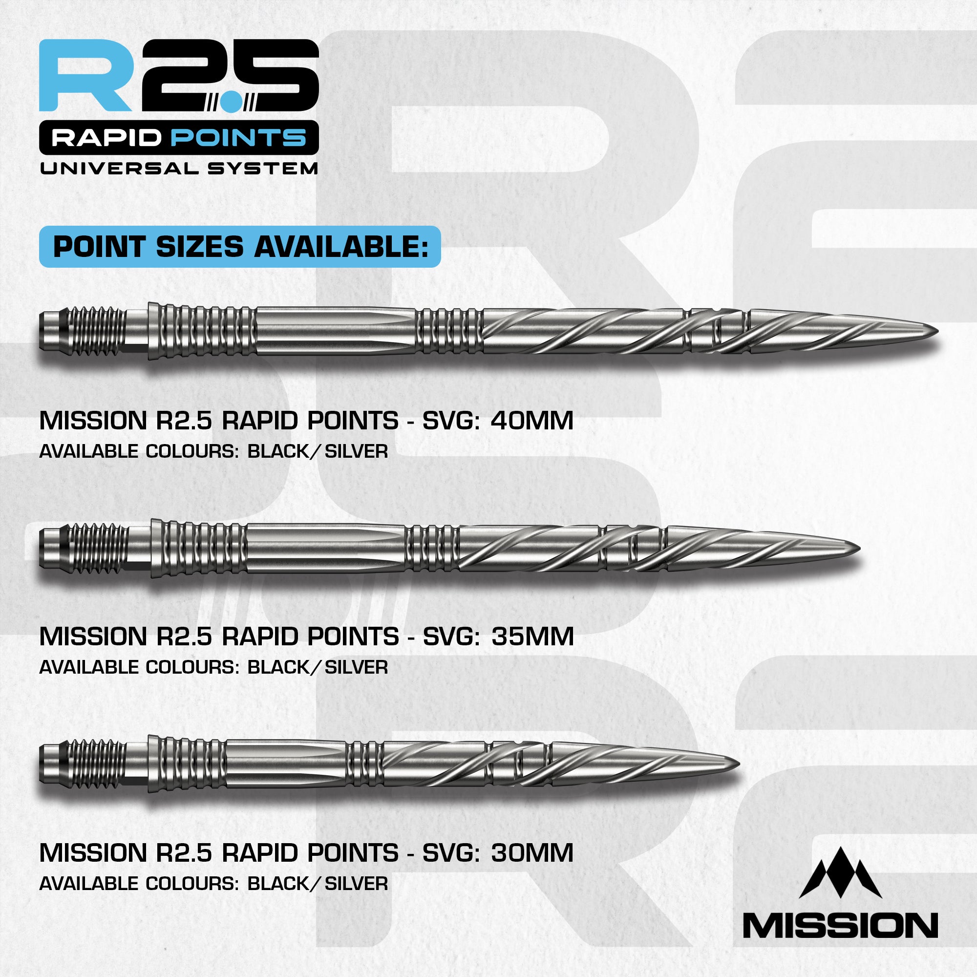 R2.5 Rapid Dart Points - Steel Tip - SGV
