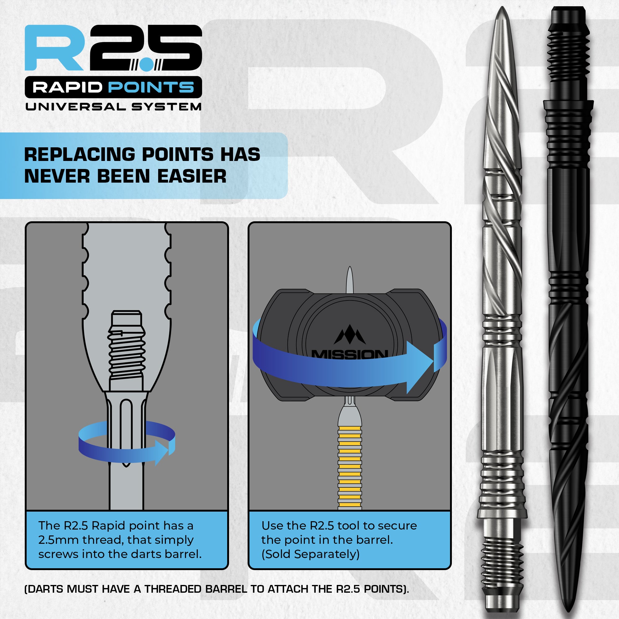 R2.5 Rapid Dart Points - Steel Tip - SGV