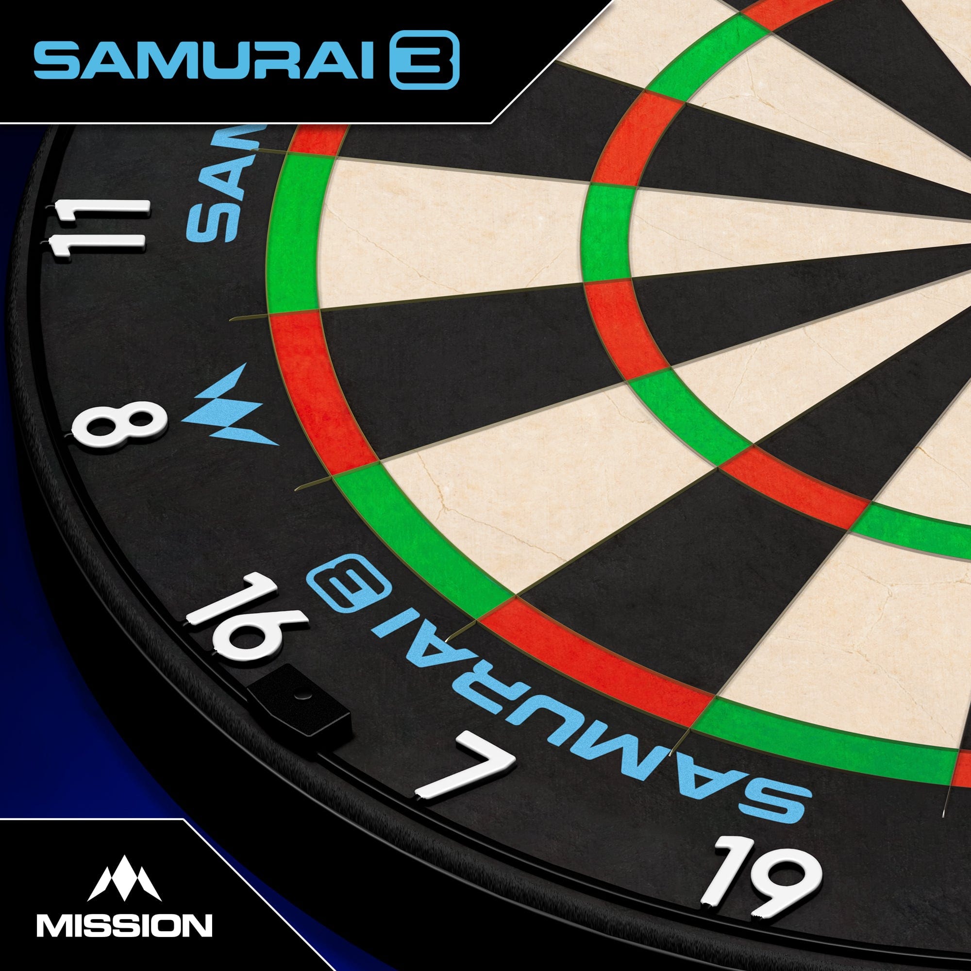Samurai 3 Dartboard - Professional - Knife Wire - Black Number Ring