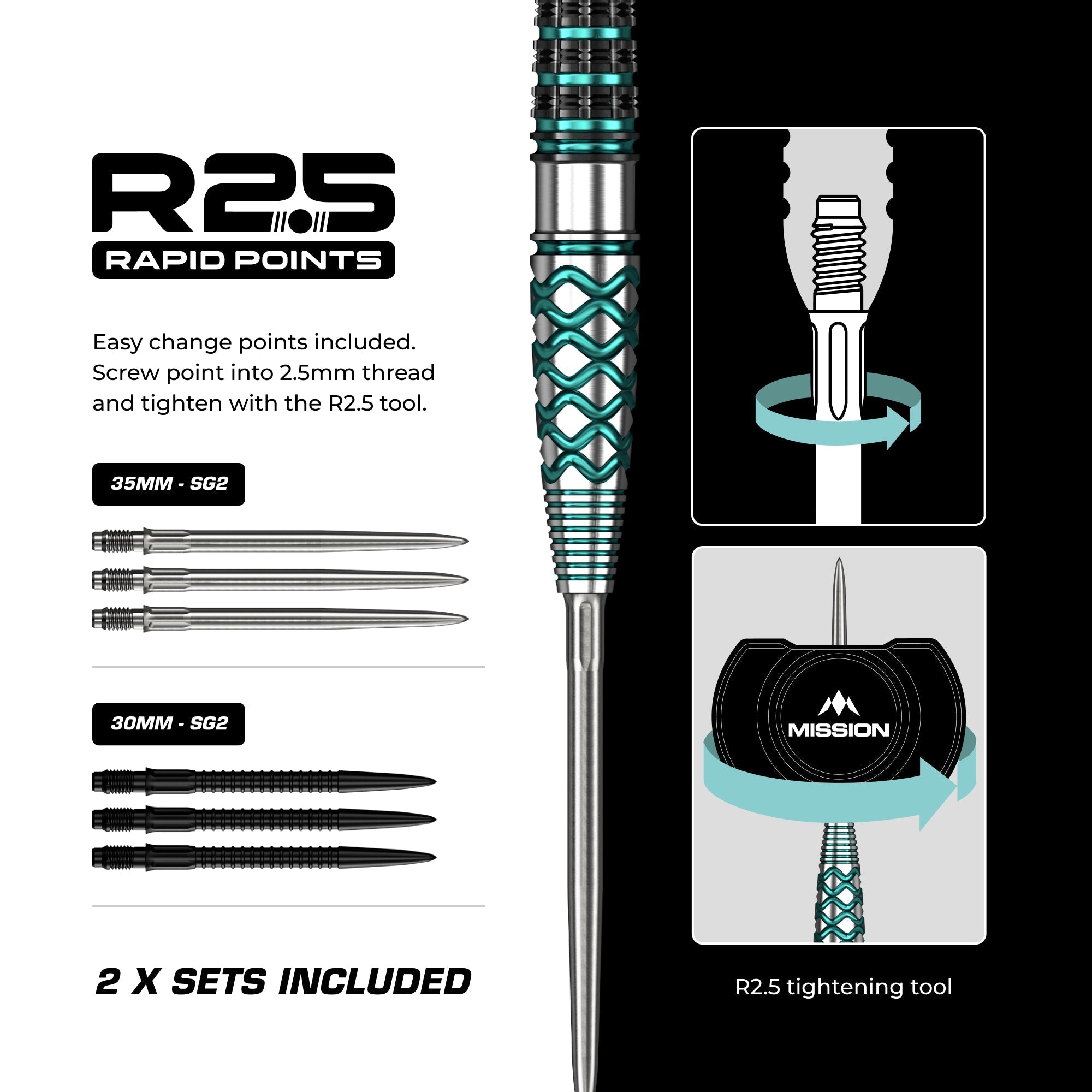 Neptune R2.5 Darts - Steel Tip - 90% Tungsten