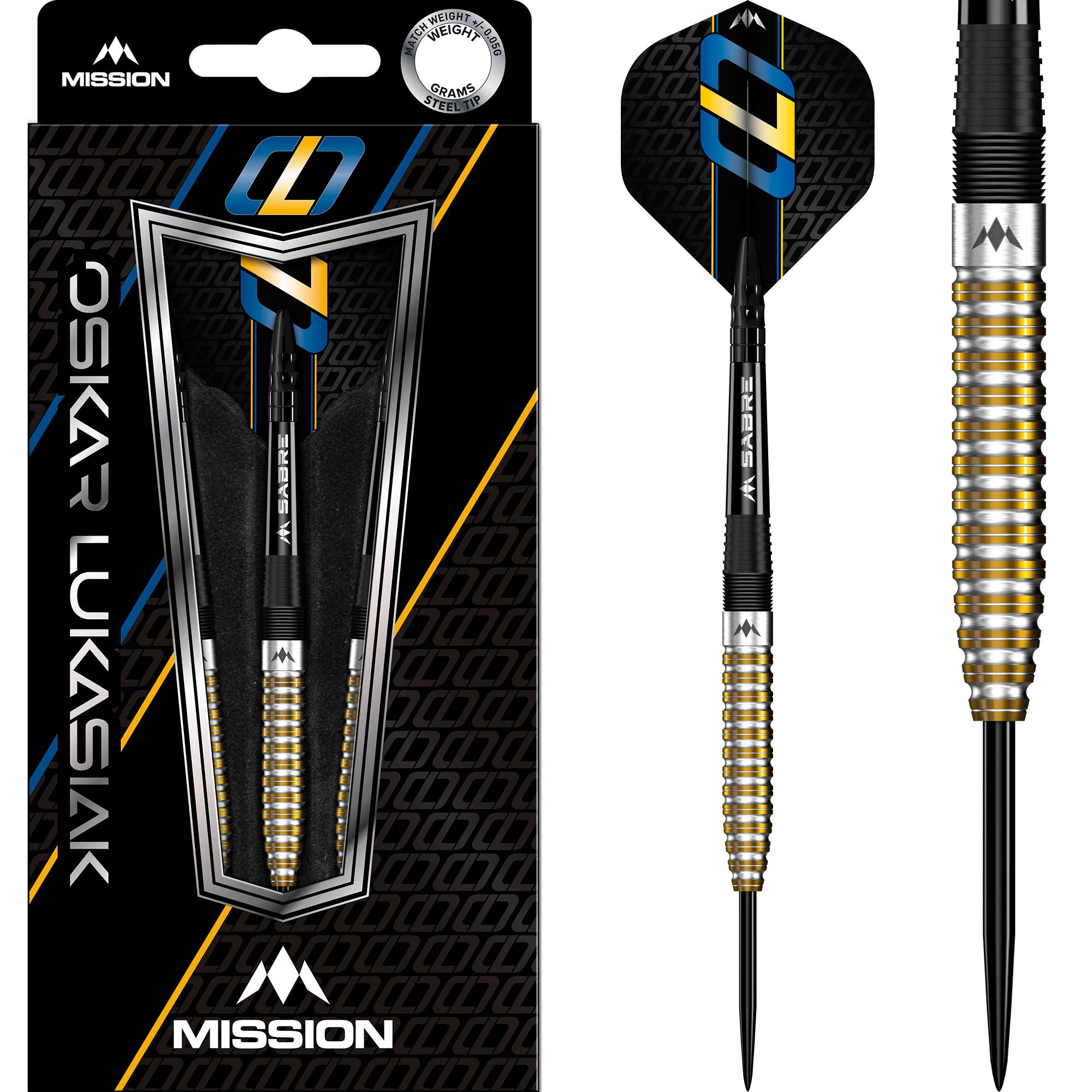 Mission Oskar Lukasiak Darts - Steel Tip - 95% Tungsten - Black & Gold PVD