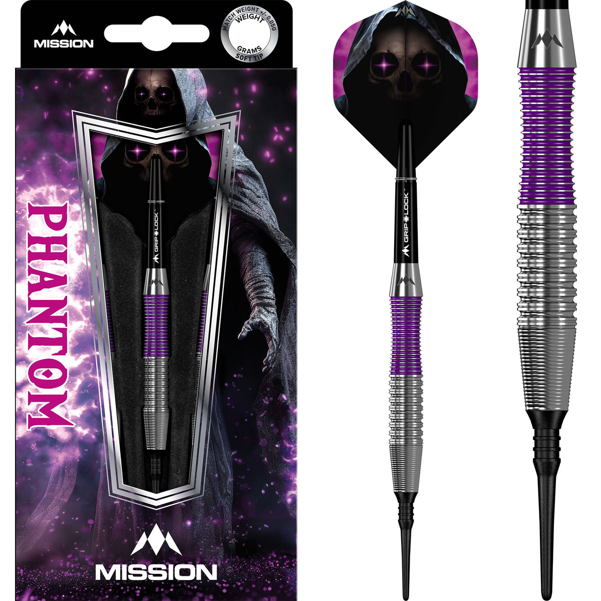 Phantom Darts - Soft Tip - Brass - Silver & Purple Coated