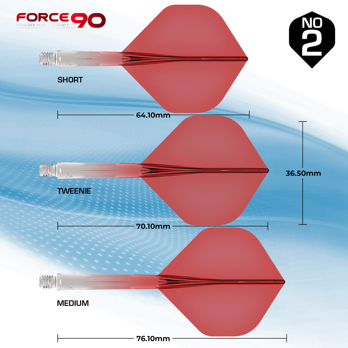 Force 90 Gradient - Moulded Flight & Shaft System - Standard No2 - Red